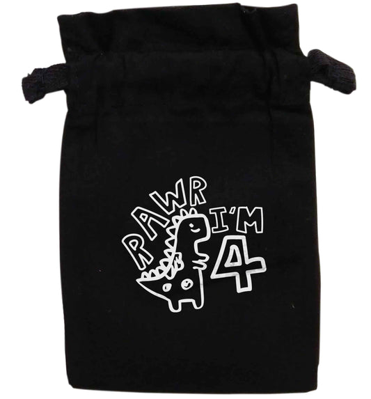 Rawr I'm four - personalise with ANY age! | XS - L | Pouch / Drawstring bag / Sack | Organic Cotton | Bulk discounts available!