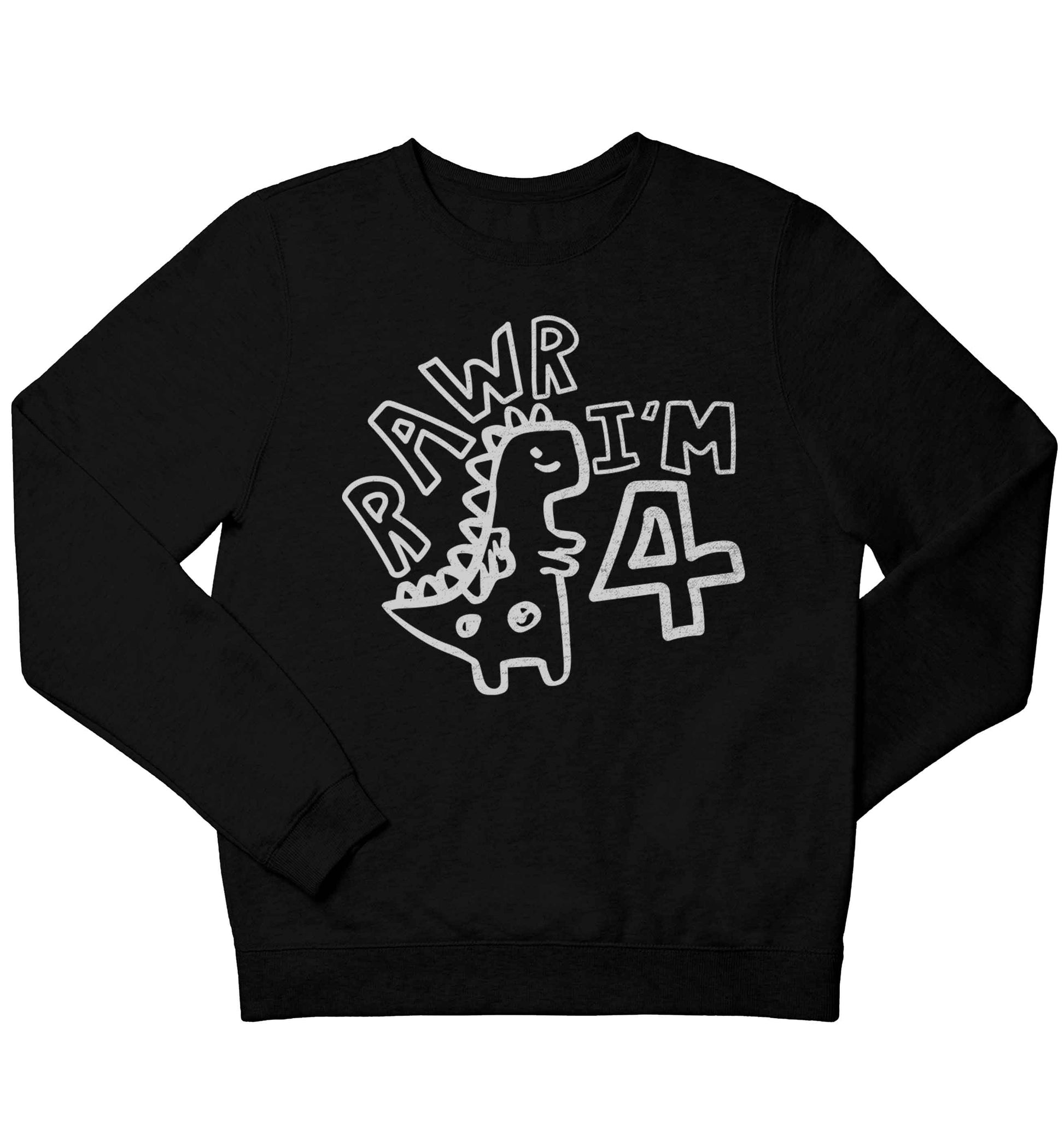 Rawr I'm four - personalise with ANY age! children's black sweater 12-13 Years