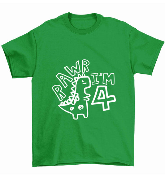 Rawr I'm four - personalise with ANY age! Children's green Tshirt 12-13 Years