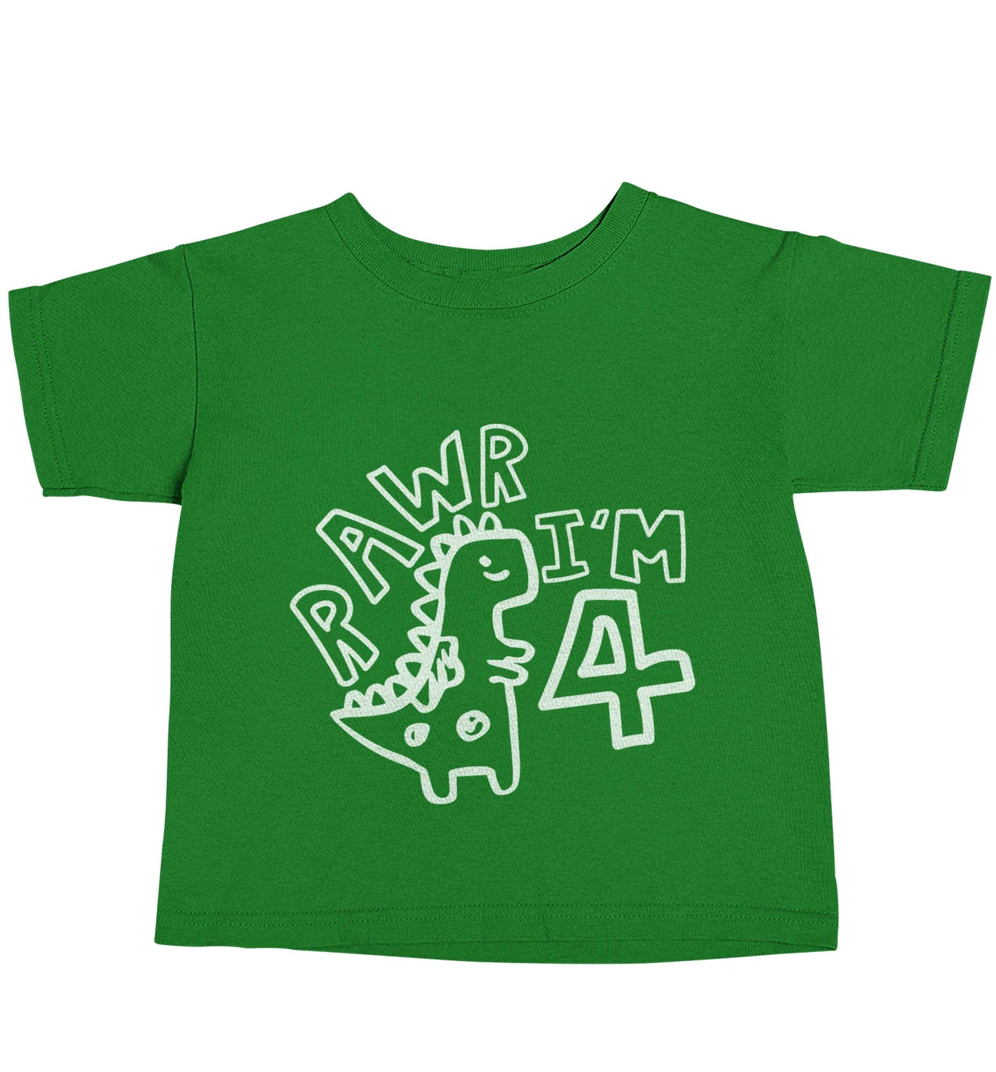 Rawr I'm four - personalise with ANY age! green baby toddler Tshirt 2 Years