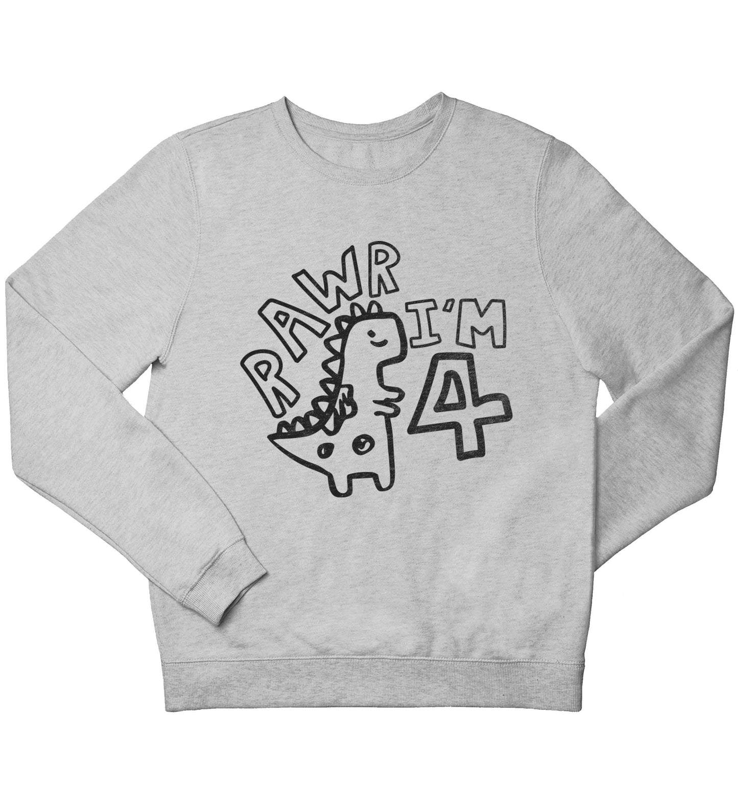 Rawr I'm four - personalise with ANY age! children's grey sweater 12-13 Years