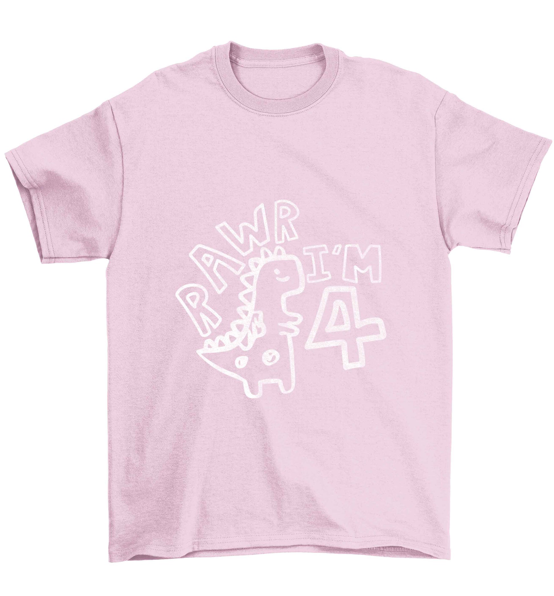 Rawr I'm four - personalise with ANY age! Children's light pink Tshirt 12-13 Years