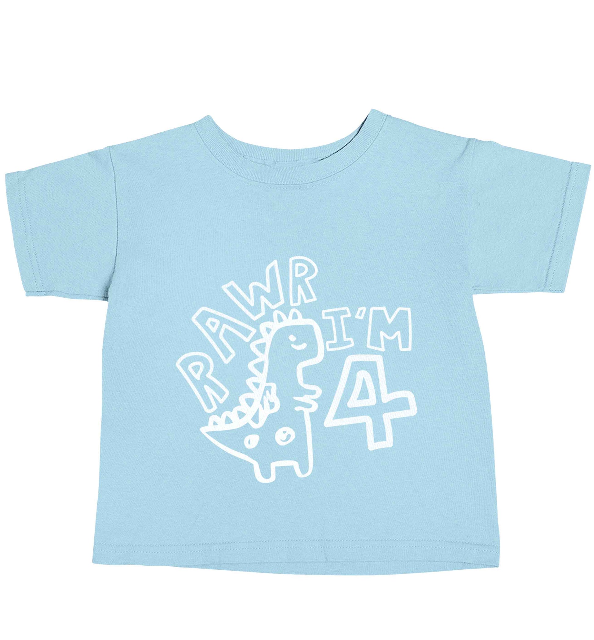 Rawr I'm four - personalise with ANY age! light blue baby toddler Tshirt 2 Years