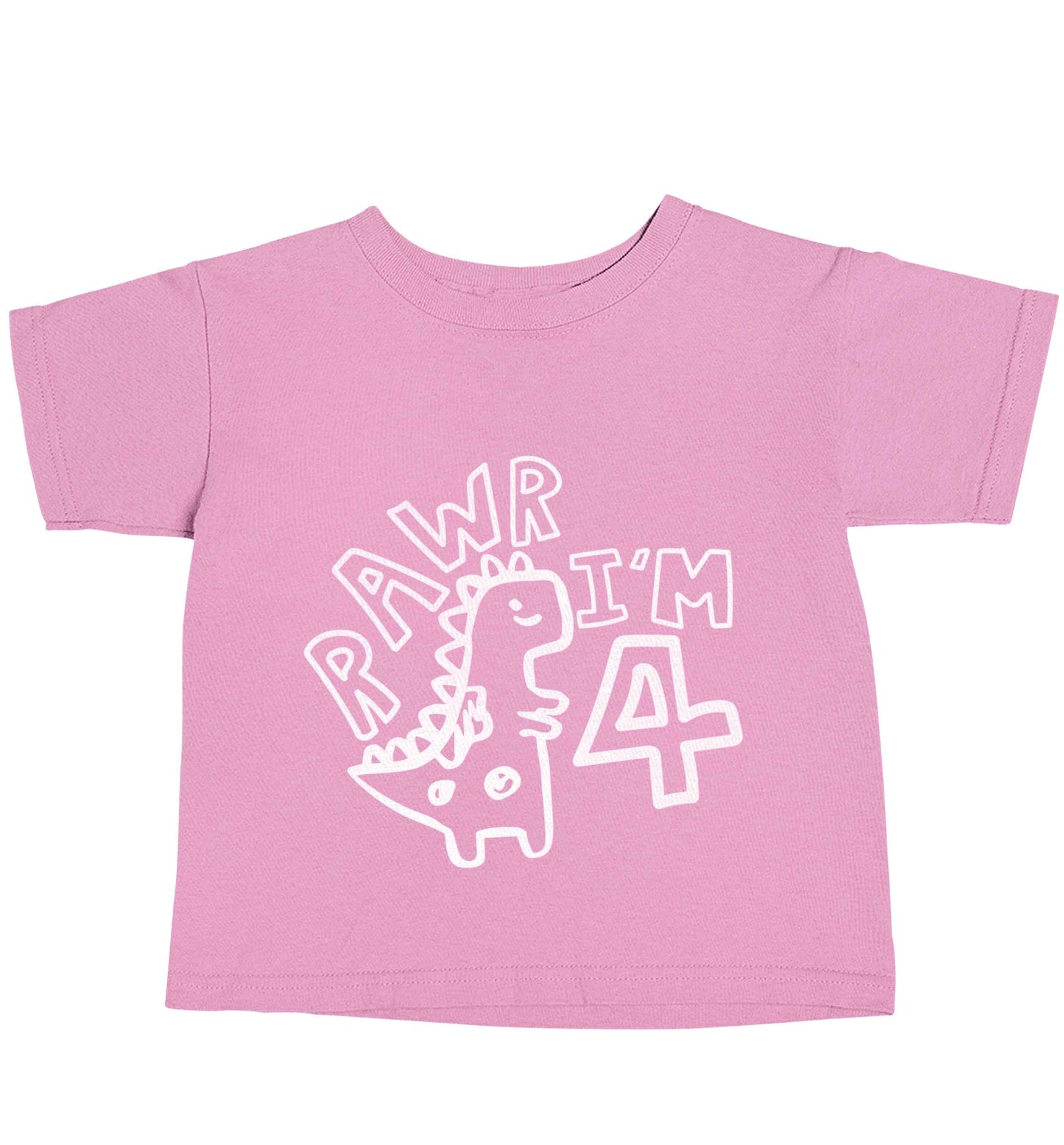 Rawr I'm four - personalise with ANY age! light pink baby toddler Tshirt 2 Years
