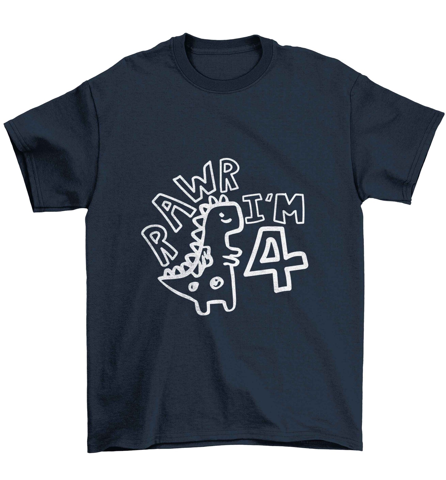 Rawr I'm four - personalise with ANY age! Children's navy Tshirt 12-13 Years