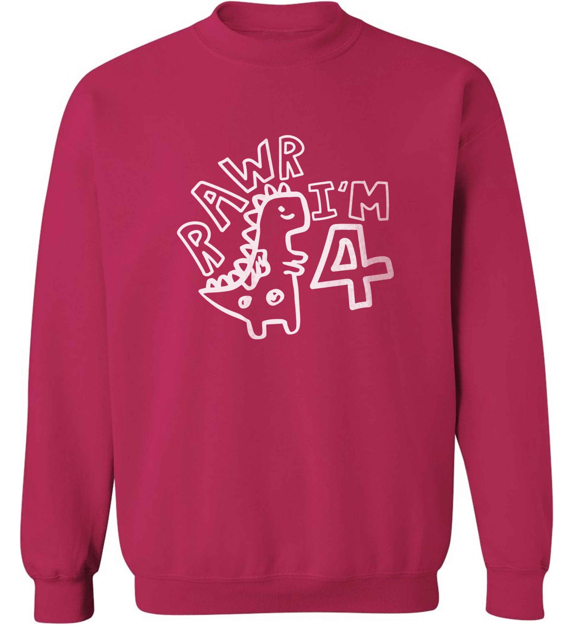 Rawr I'm four - personalise with ANY age! adult's unisex pink sweater 2XL