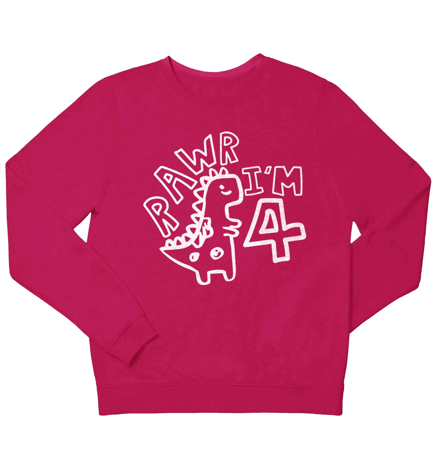 Rawr I'm four - personalise with ANY age! children's pink sweater 12-13 Years