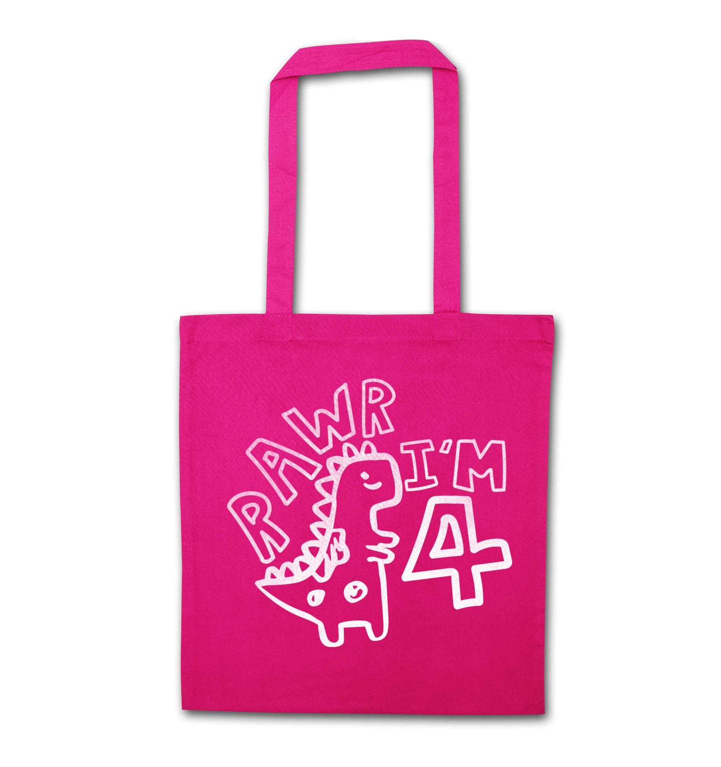 Rawr I'm four - personalise with ANY age! pink tote bag