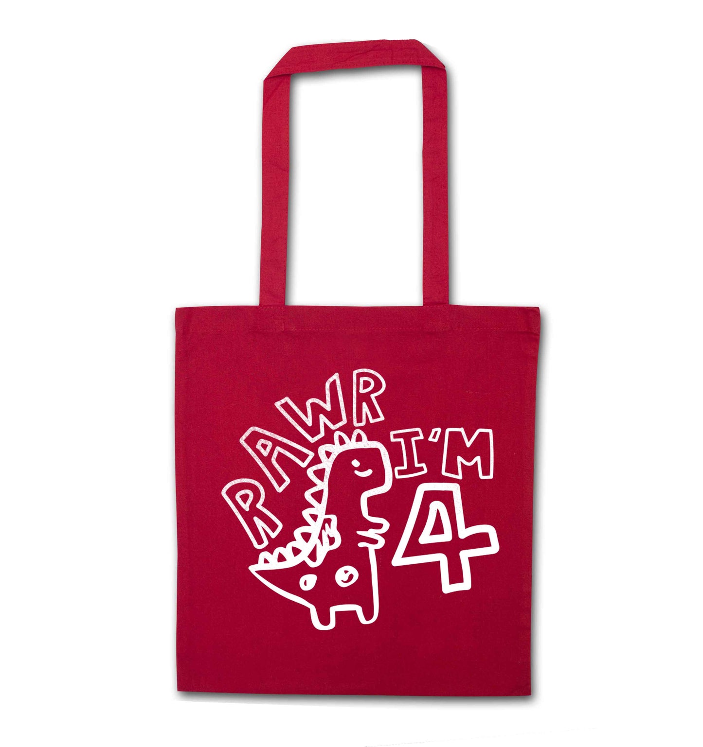 Rawr I'm four - personalise with ANY age! red tote bag