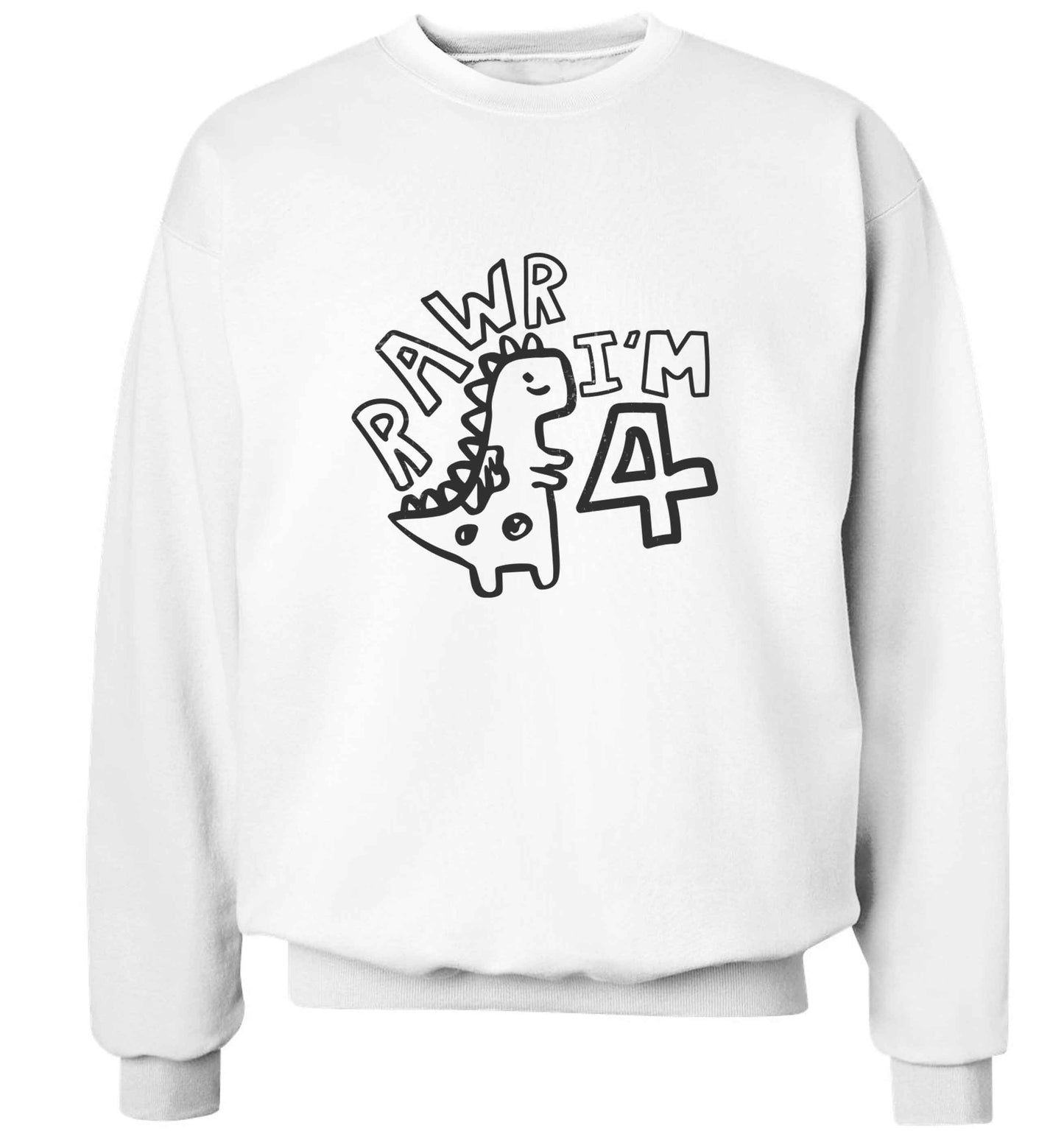 Rawr I'm four - personalise with ANY age! adult's unisex white sweater 2XL