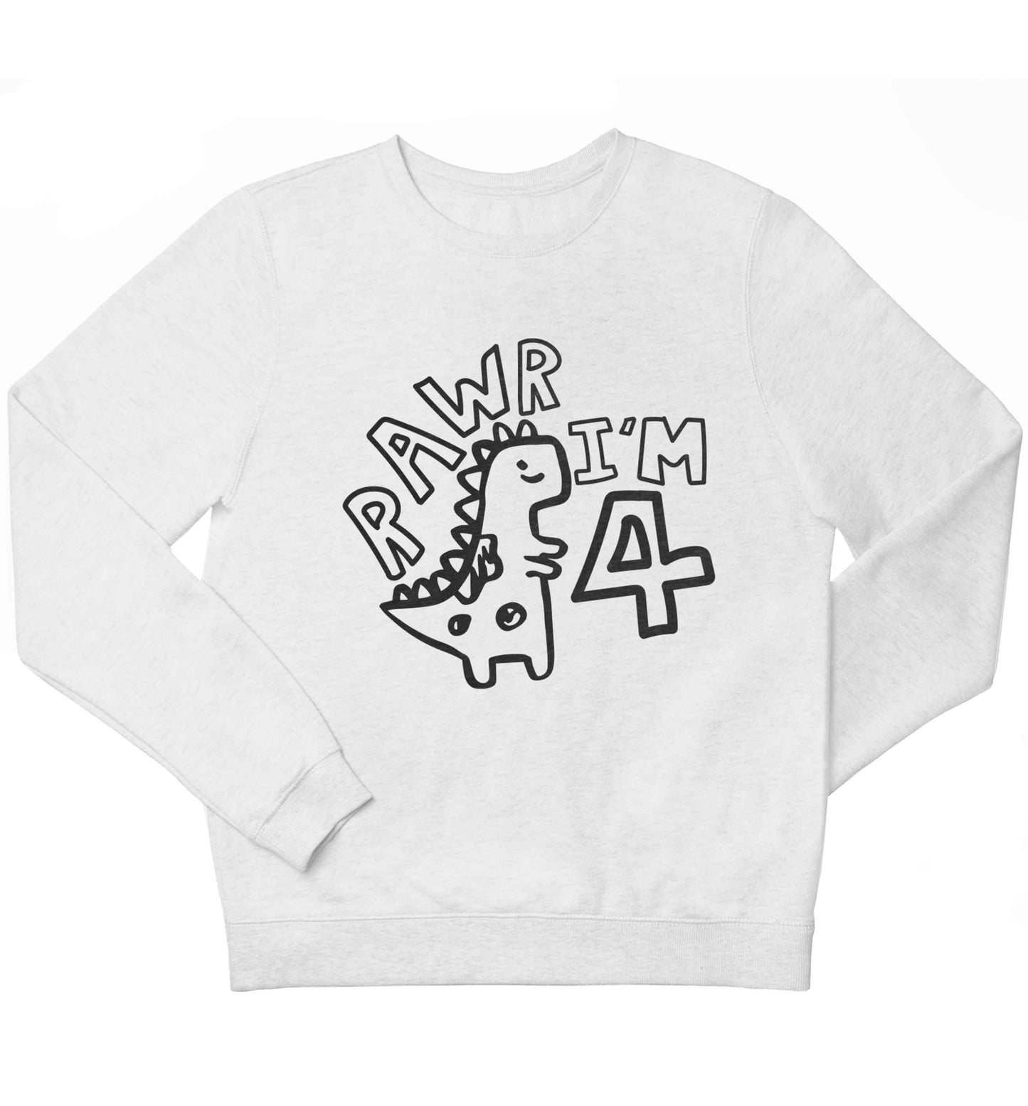 Rawr I'm four - personalise with ANY age! children's white sweater 12-13 Years