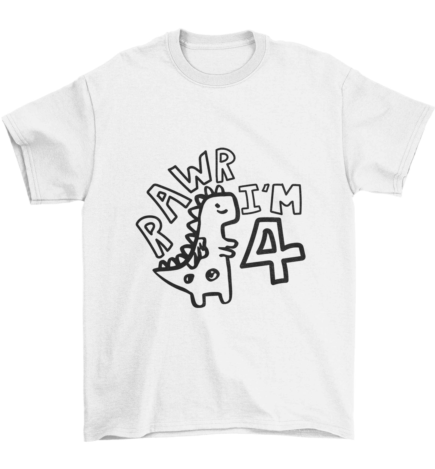 Rawr I'm four - personalise with ANY age! Children's white Tshirt 12-13 Years