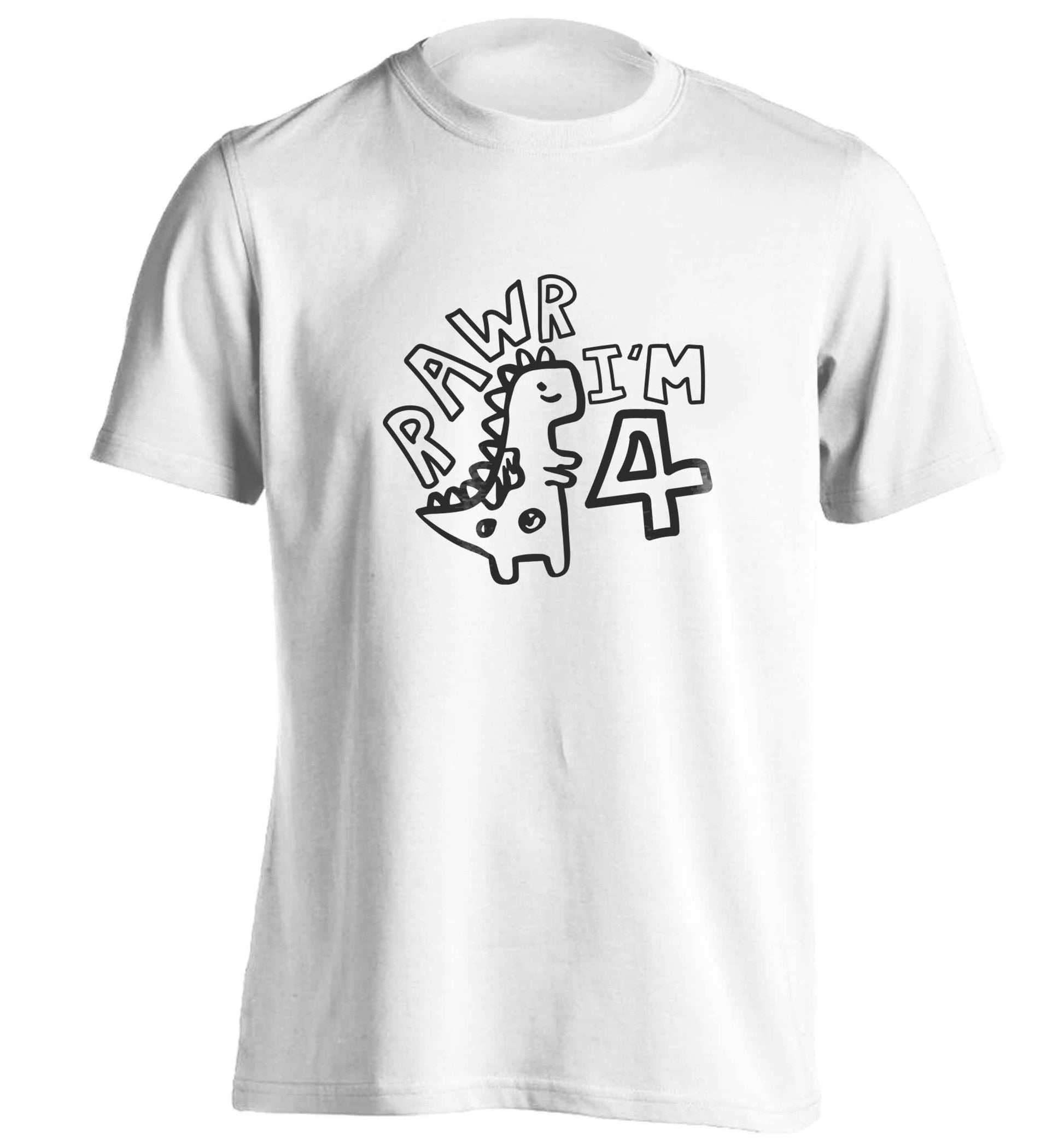 Rawr I'm four - personalise with ANY age! adults unisex white Tshirt 2XL