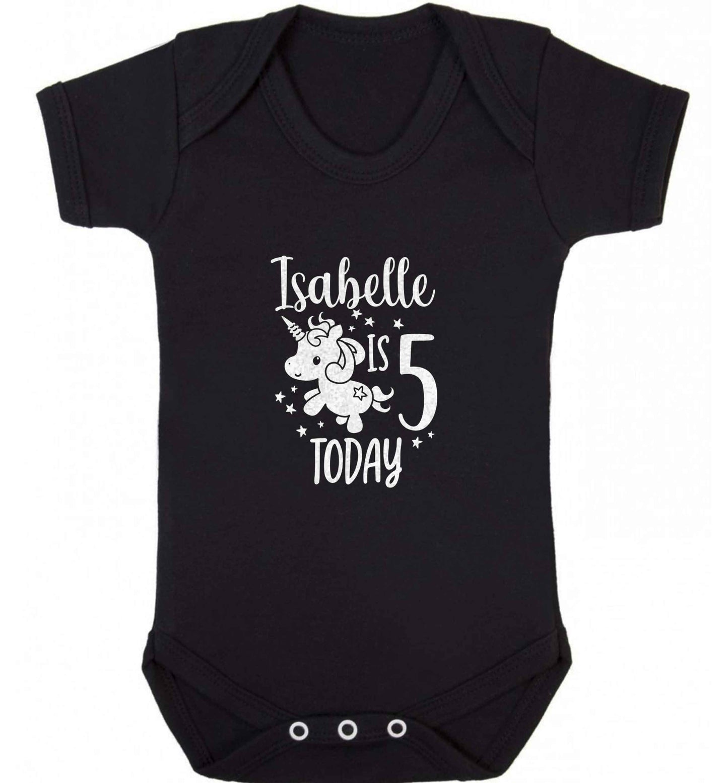 Today I am - Personalise with any name or age! Birthday unicorn baby vest black 18-24 months