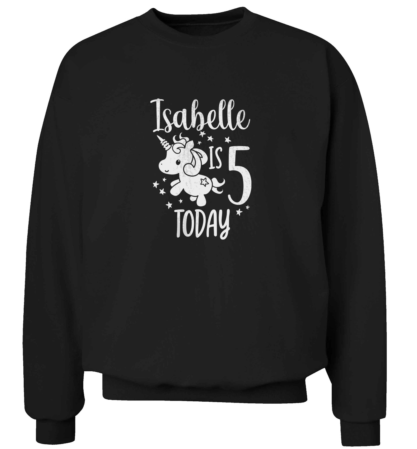 Today I am - Personalise with any name or age! Birthday unicorn adult's unisex black sweater 2XL