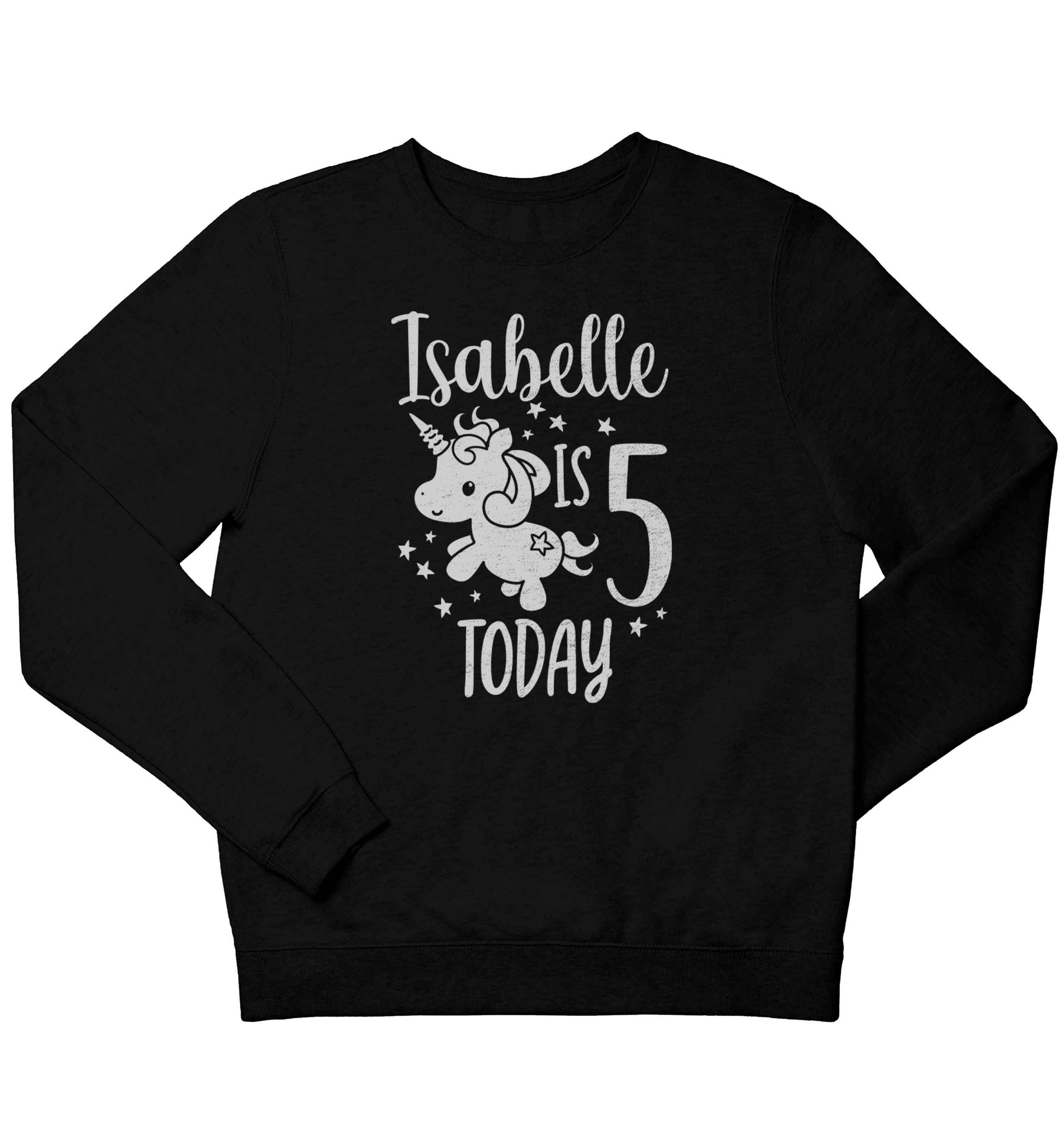 Today I am - Personalise with any name or age! Birthday unicorn children's black sweater 12-13 Years