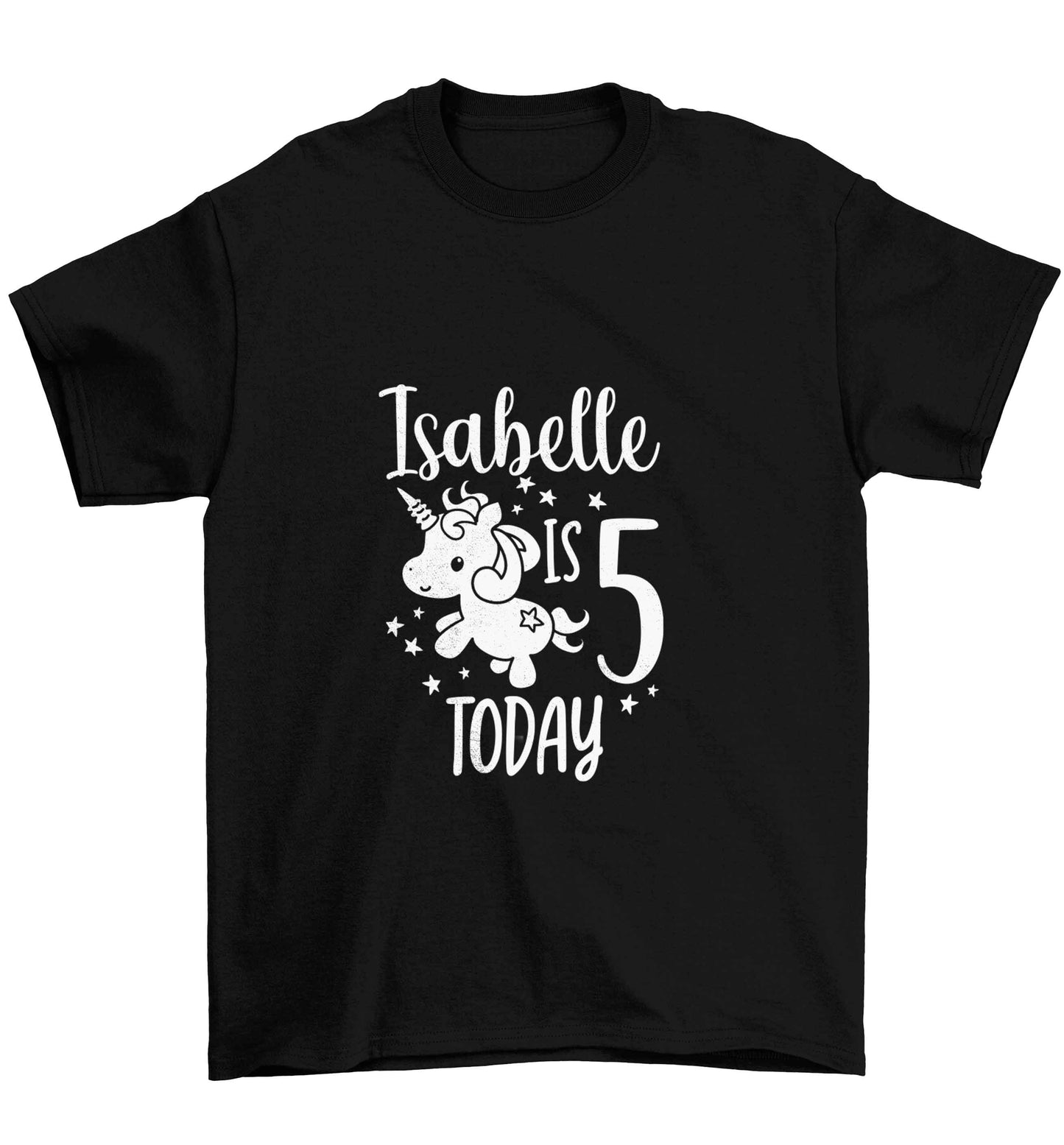 Today I am - Personalise with any name or age! Birthday unicorn Children's black Tshirt 12-13 Years