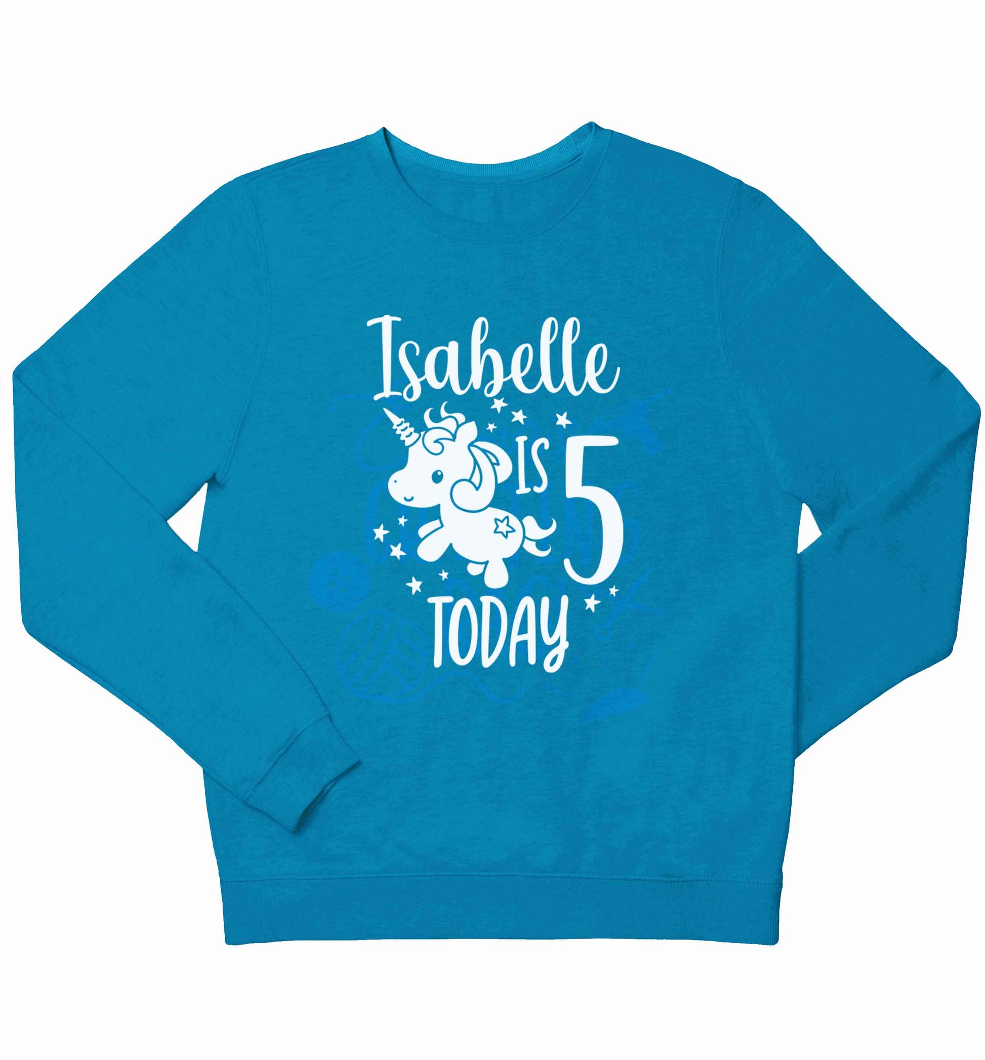 Today I am - Personalise with any name or age! Birthday unicorn children's blue sweater 12-13 Years