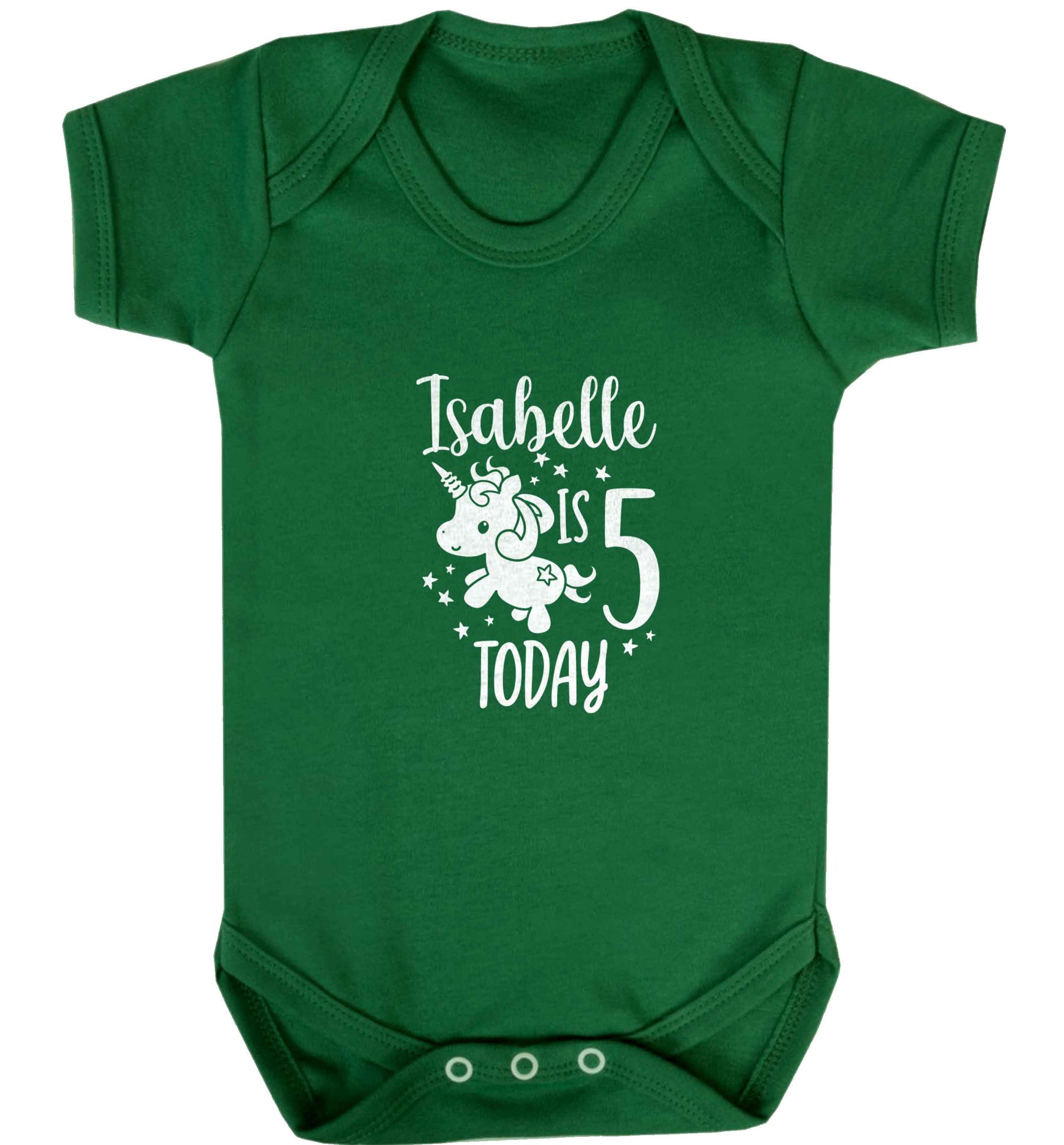Today I am - Personalise with any name or age! Birthday unicorn baby vest green 18-24 months