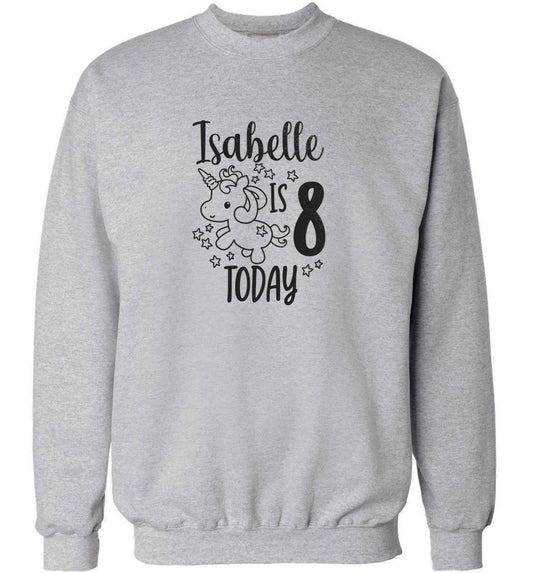 Today I am - Personalise with any name or age! Birthday unicorn adult's unisex grey sweater 2XL