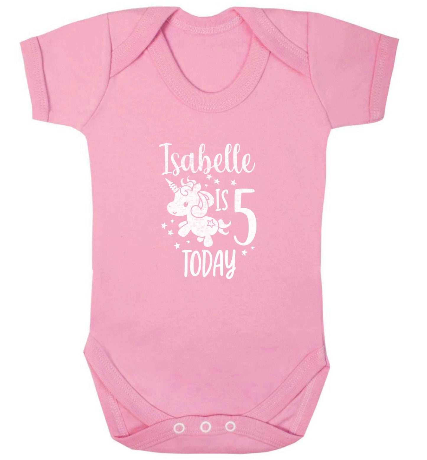 Today I am - Personalise with any name or age! Birthday unicorn baby vest pale pink 18-24 months