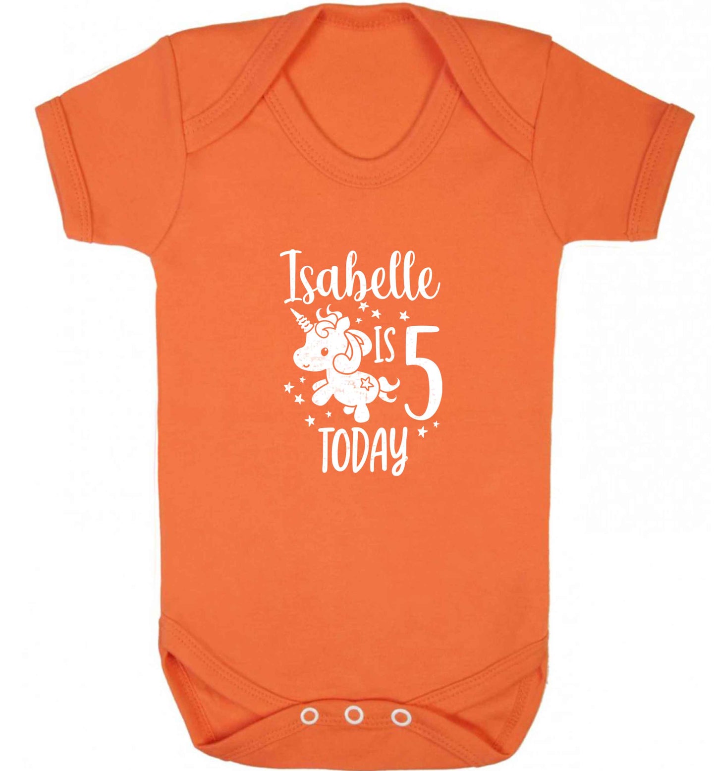 Today I am - Personalise with any name or age! Birthday unicorn baby vest orange 18-24 months