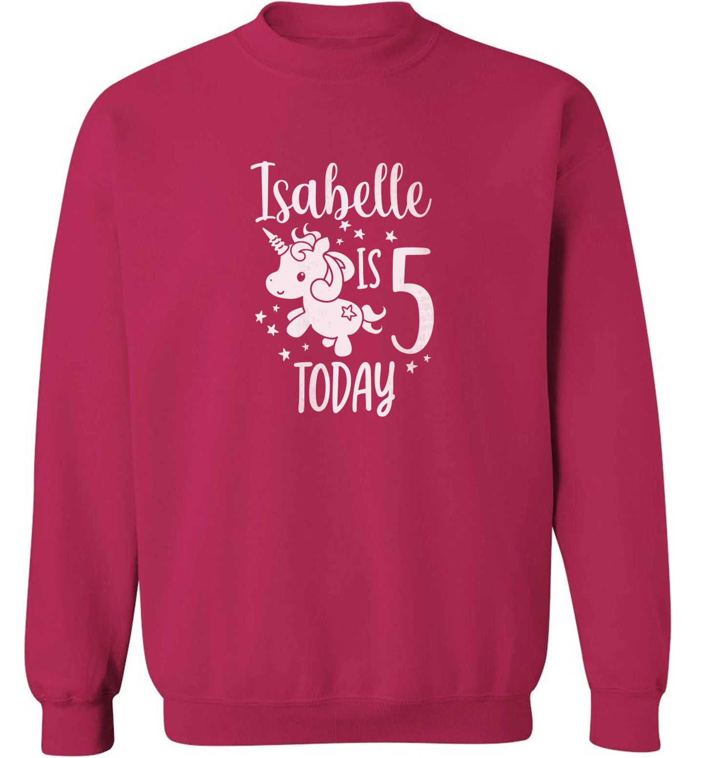 Today I am - Personalise with any name or age! Birthday unicorn adult's unisex pink sweater 2XL