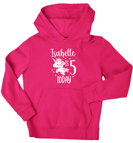 Today I am - Personalise with any name or age! Birthday unicorn children's pink hoodie 12-13 Years