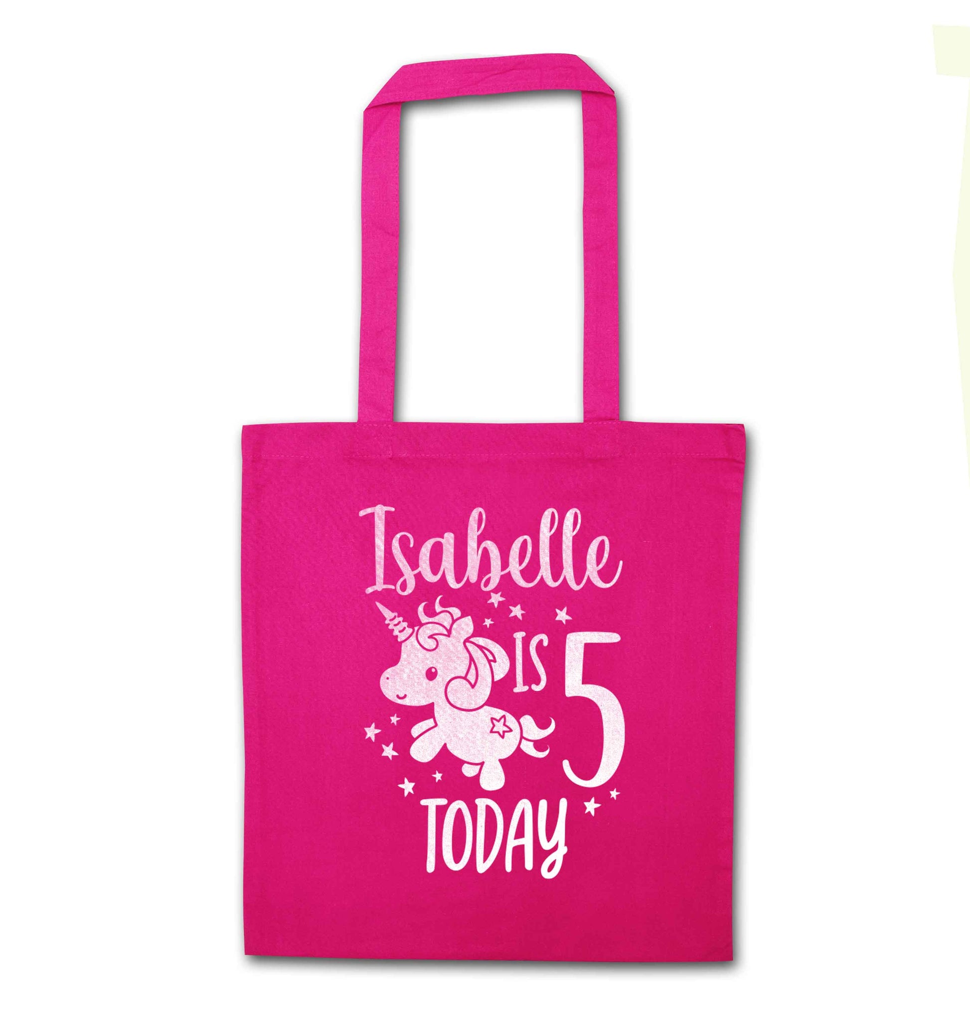 Today I am - Personalise with any name or age! Birthday unicorn pink tote bag