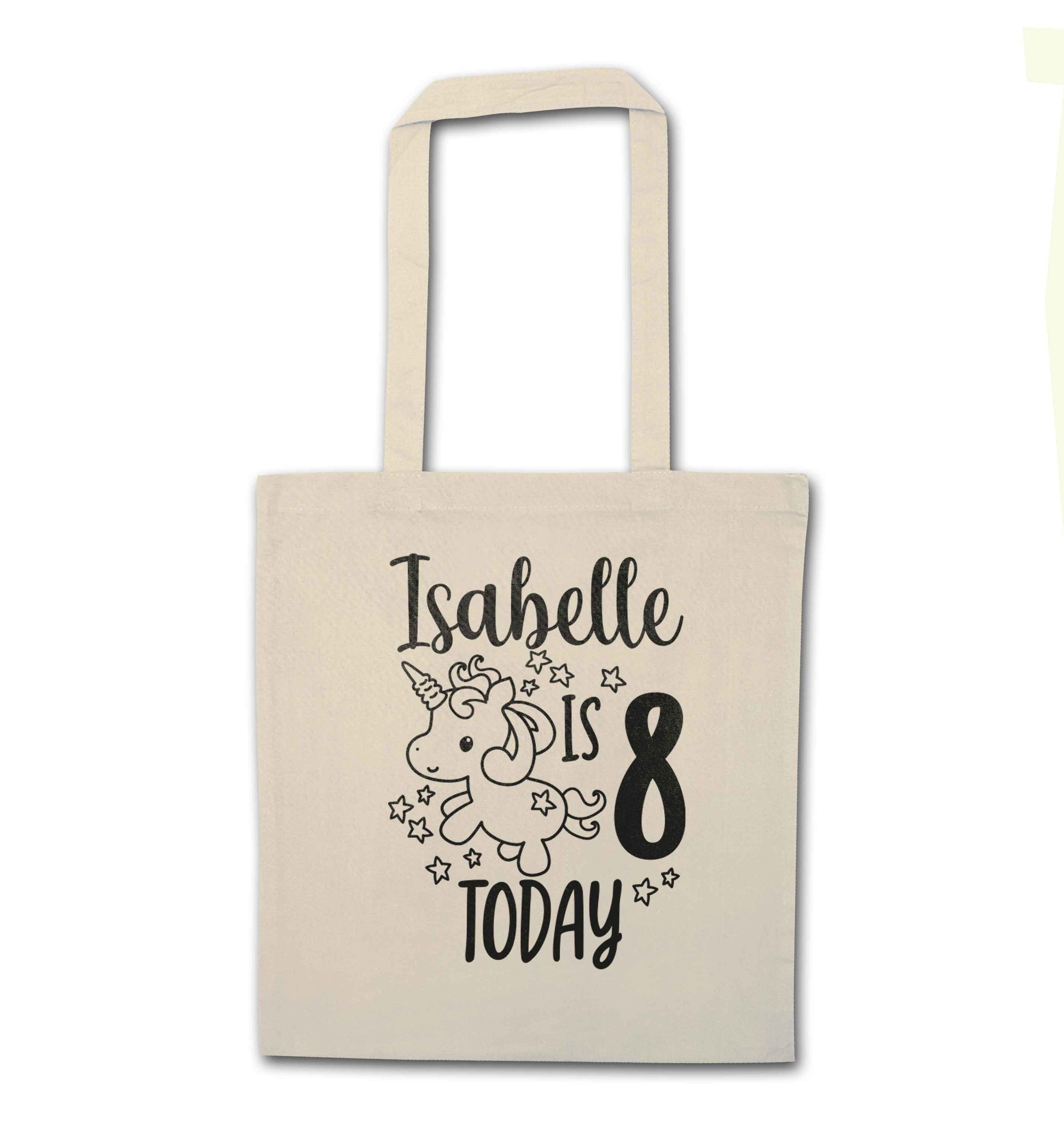 Today I am - Personalise with any name or age! Birthday unicorn natural tote bag