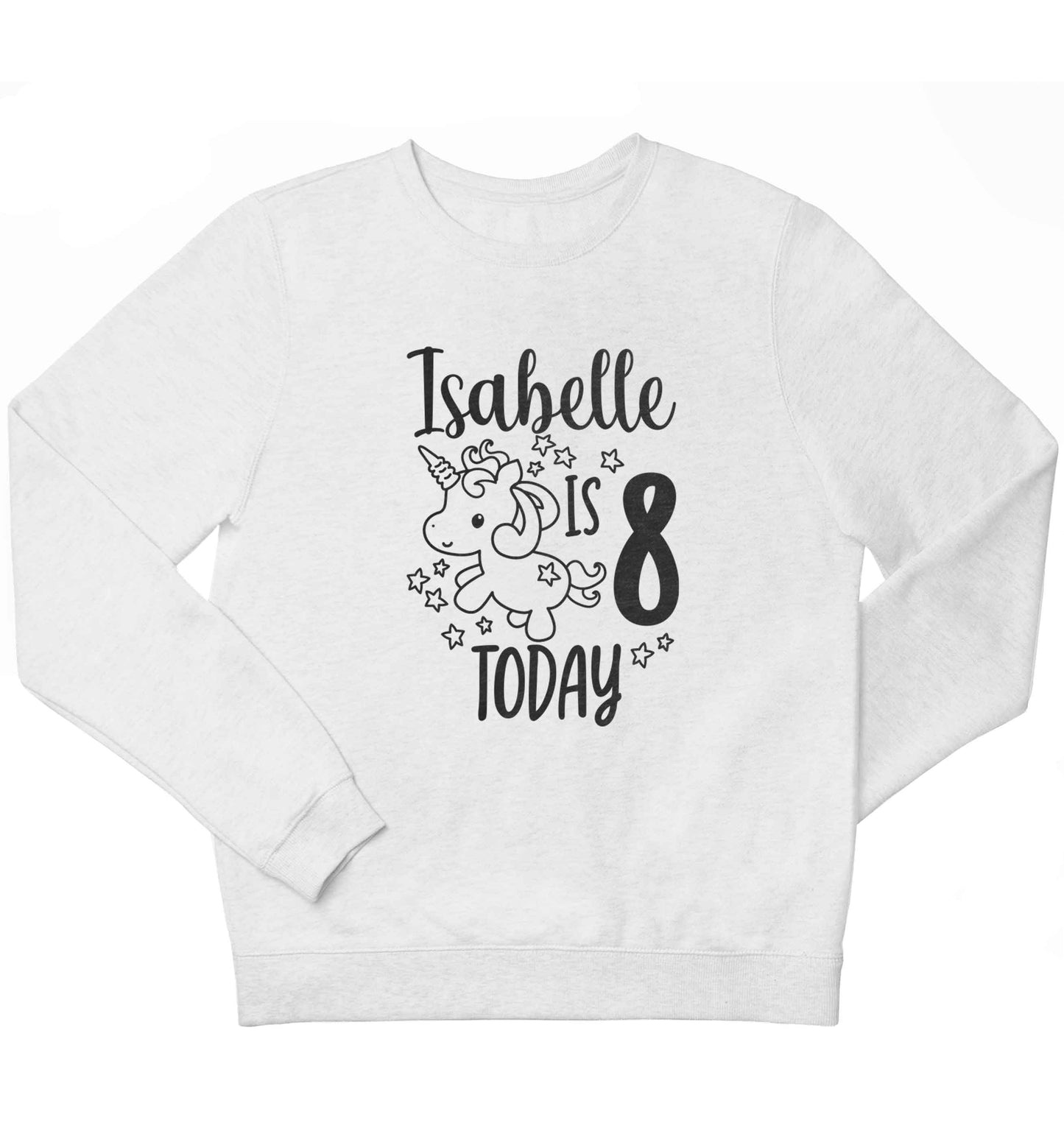 Today I am - Personalise with any name or age! Birthday unicorn children's white sweater 12-13 Years