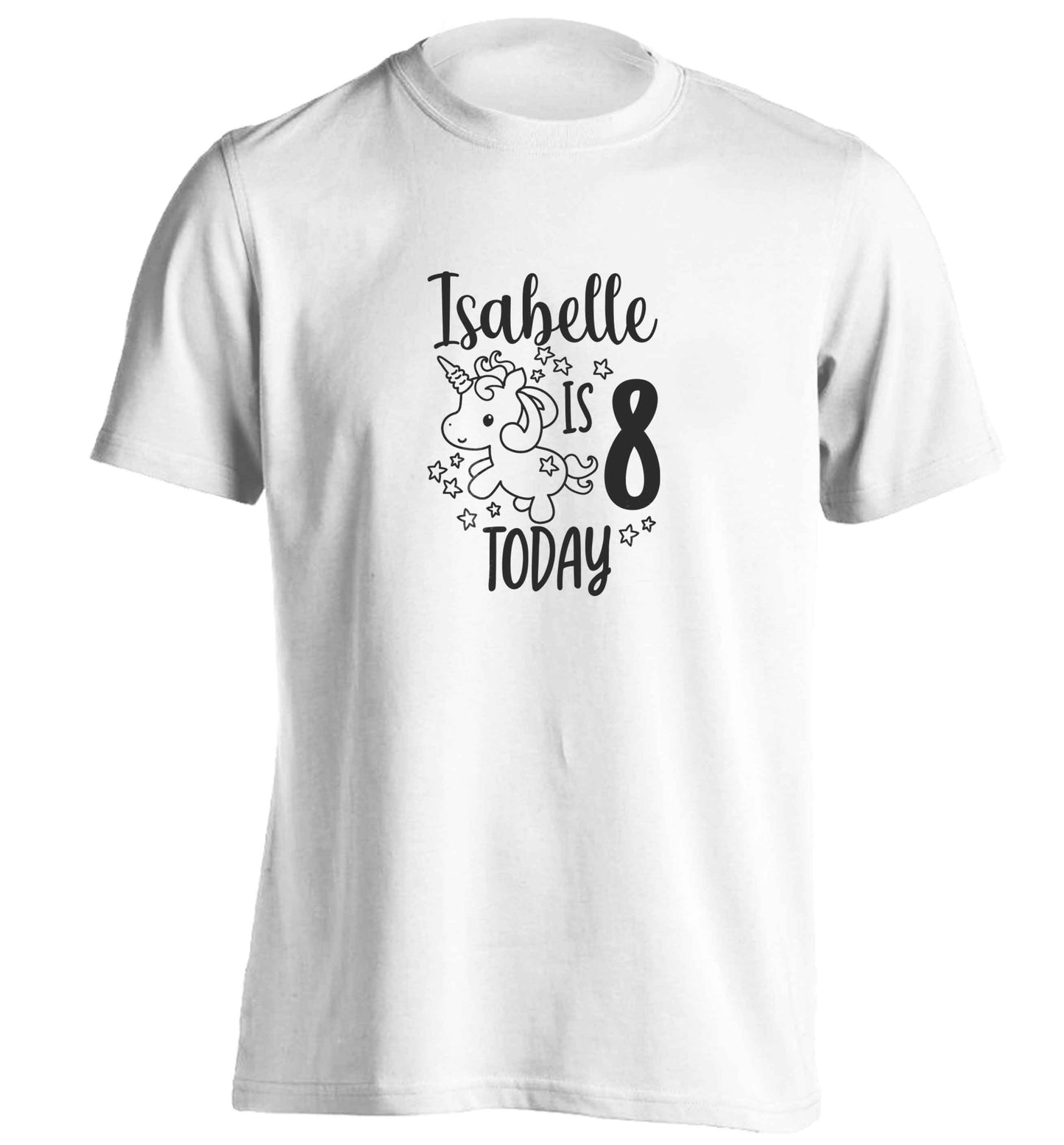 Today I am - Personalise with any name or age! Birthday unicorn adults unisex white Tshirt 2XL