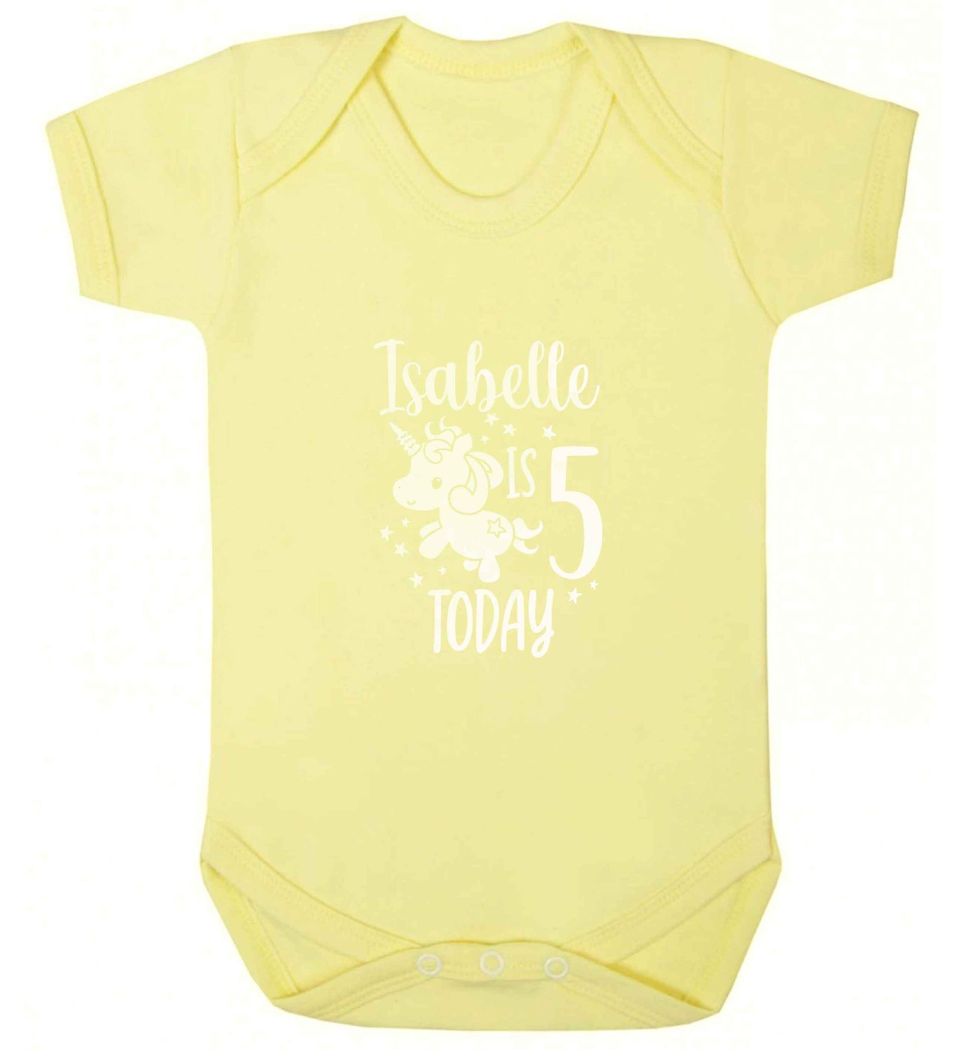 Today I am - Personalise with any name or age! Birthday unicorn baby vest pale yellow 18-24 months