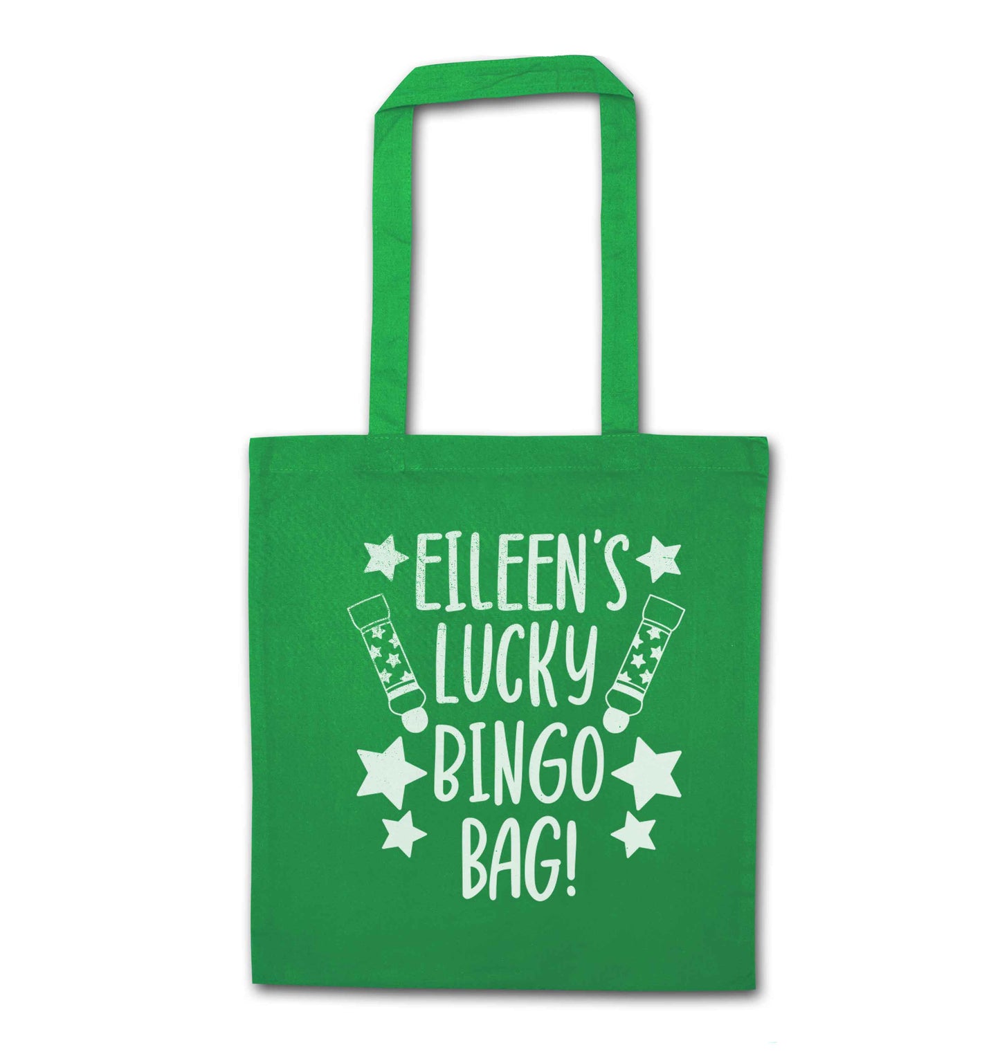 Personalised lucky bingo bag green tote bag