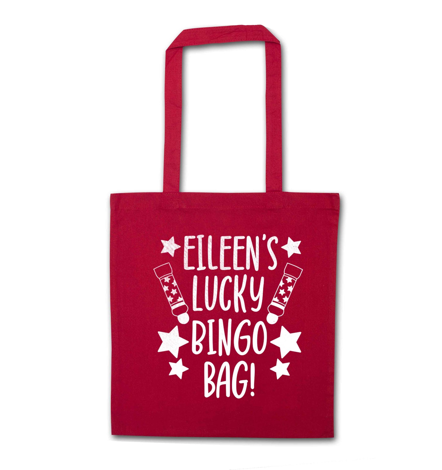 Personalised lucky bingo bag red tote bag