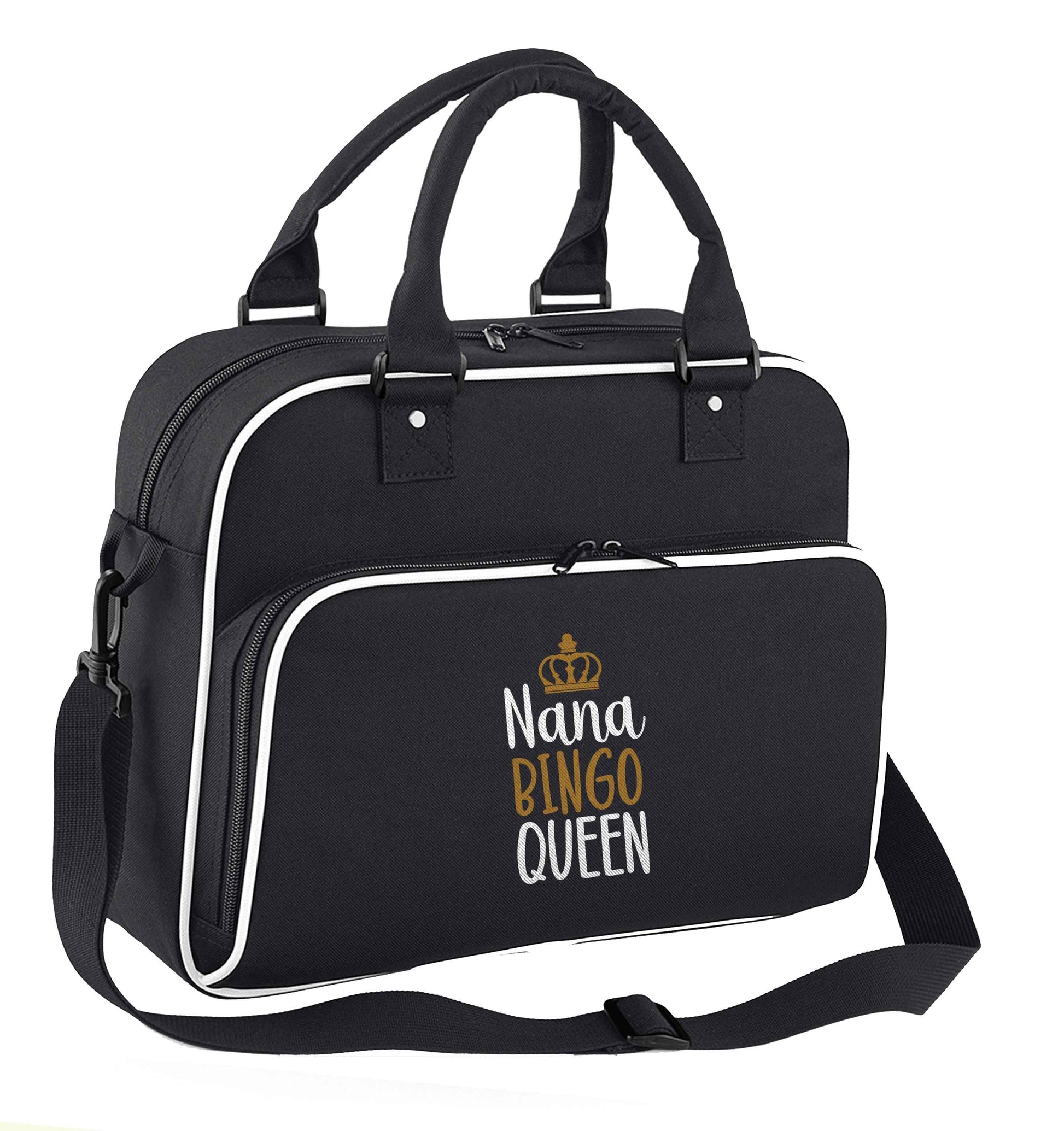 Personalised bingo queen children's dance bag black with white detail