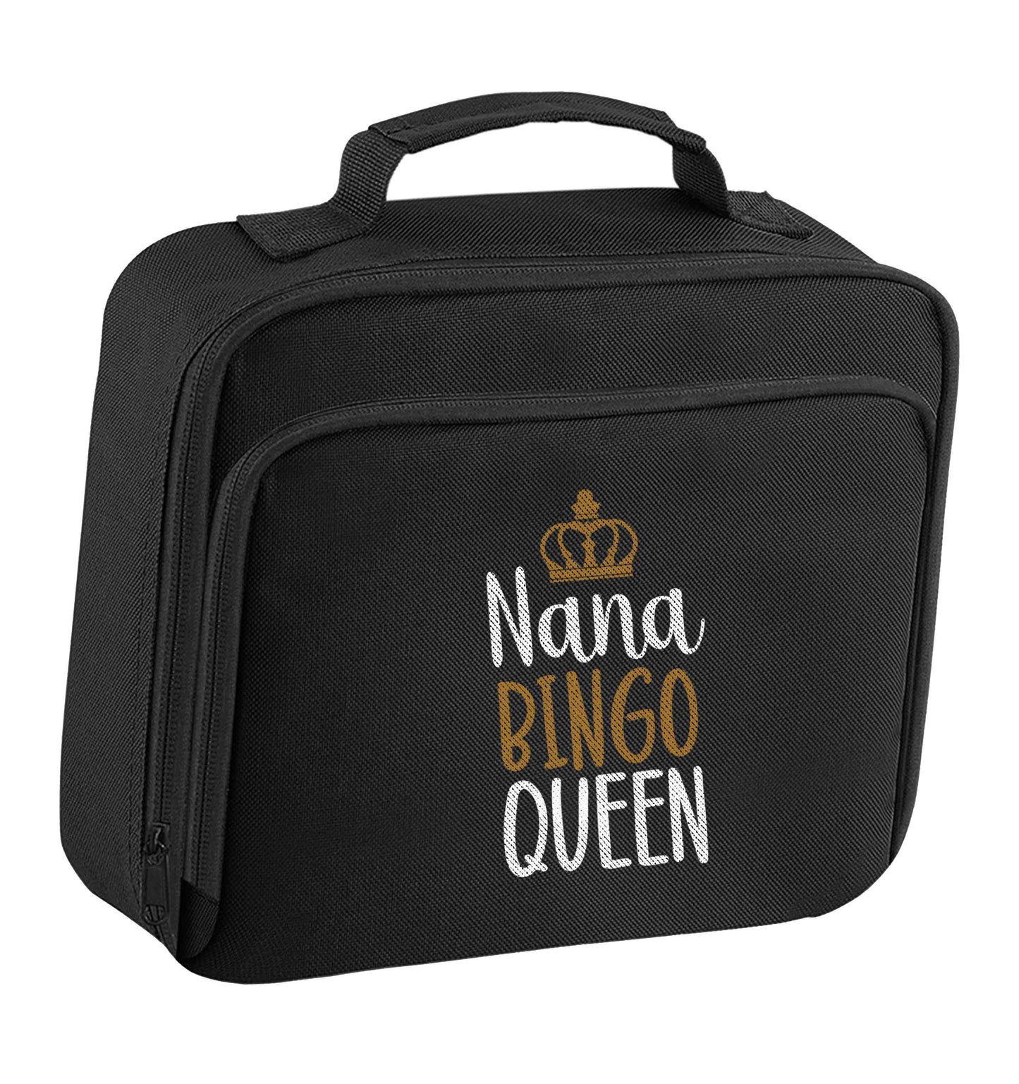 Personalised bingo queen insulated black lunch bag cooler