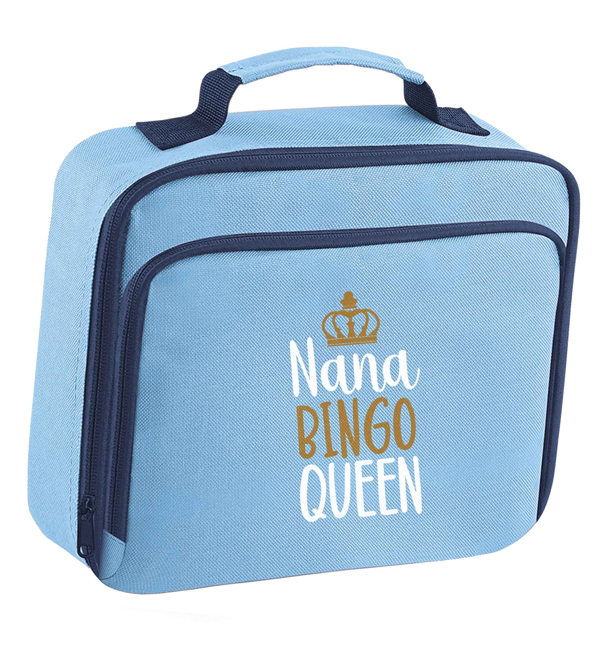 Personalised bingo queen insulated blue lunch bag cooler