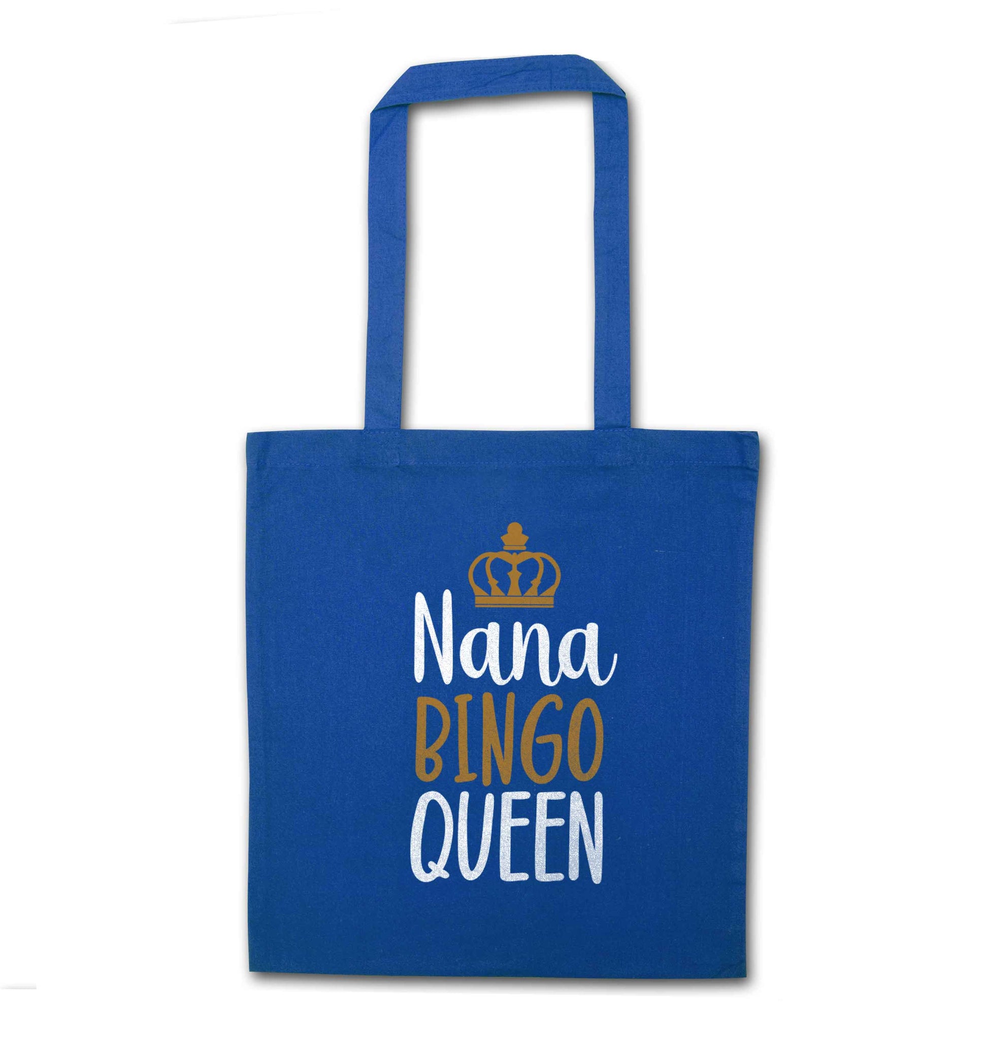 Personalised bingo queen blue tote bag