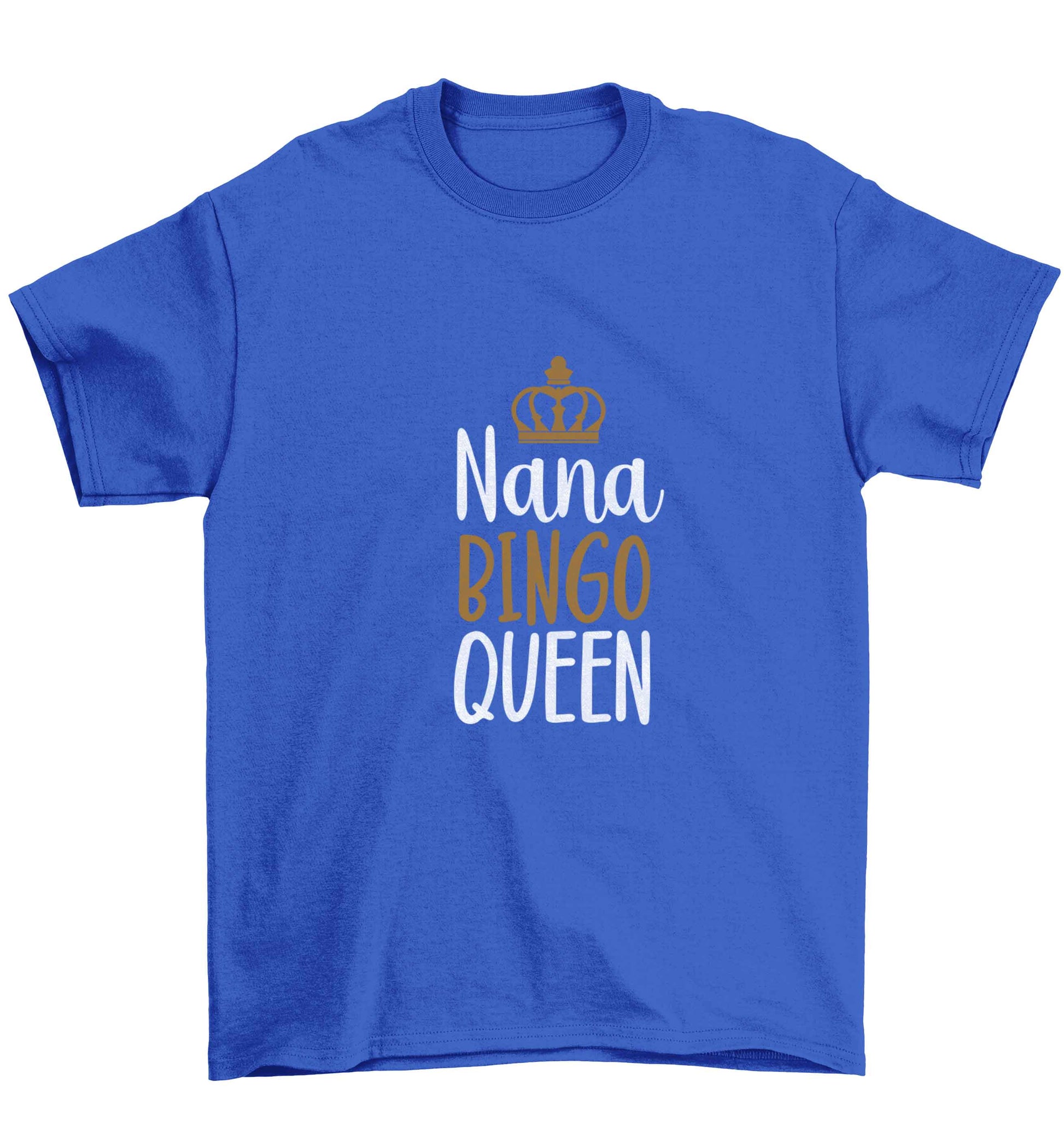 Personalised bingo queen Children's blue Tshirt 12-13 Years