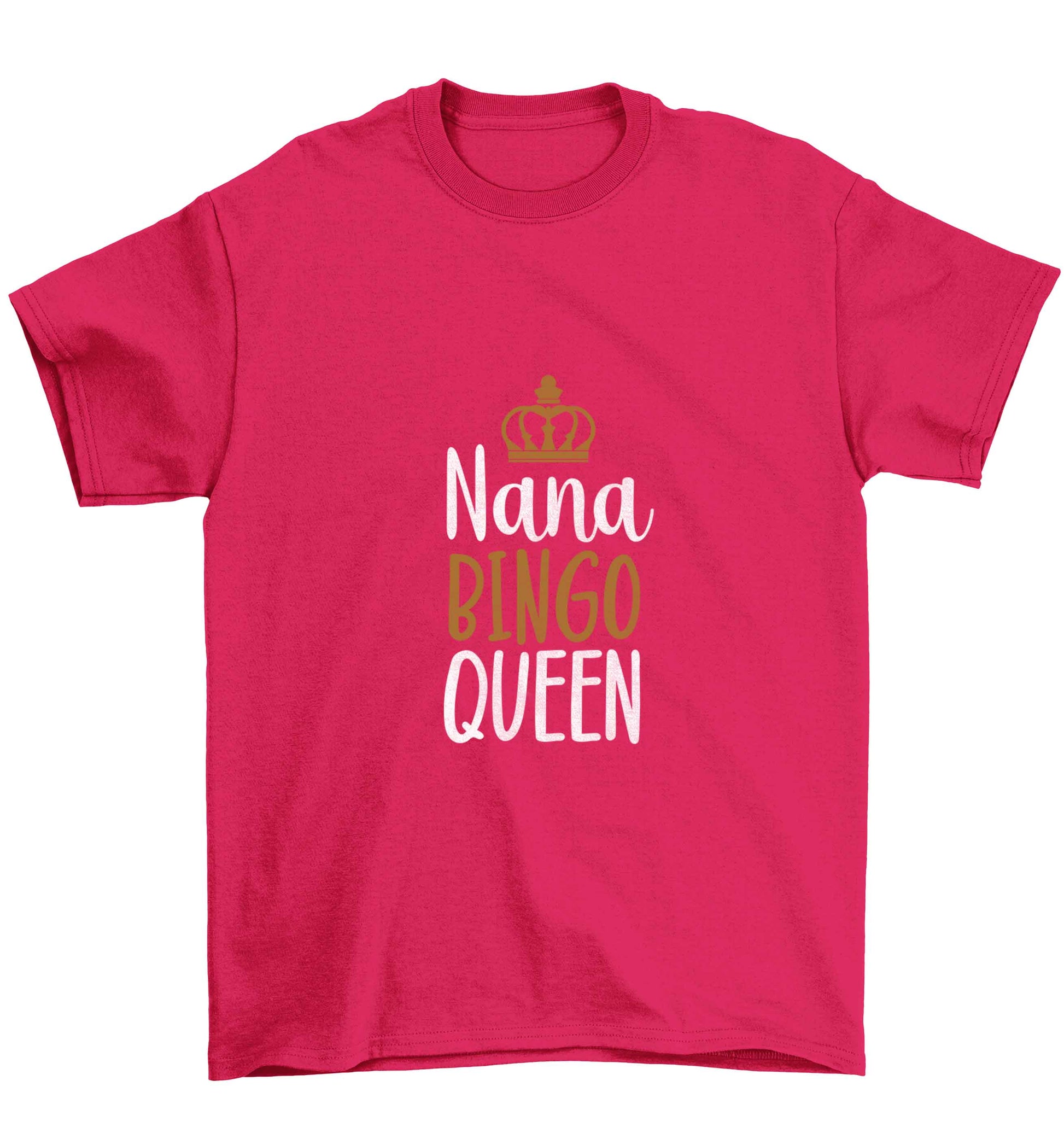 Personalised bingo queen Children's pink Tshirt 12-13 Years