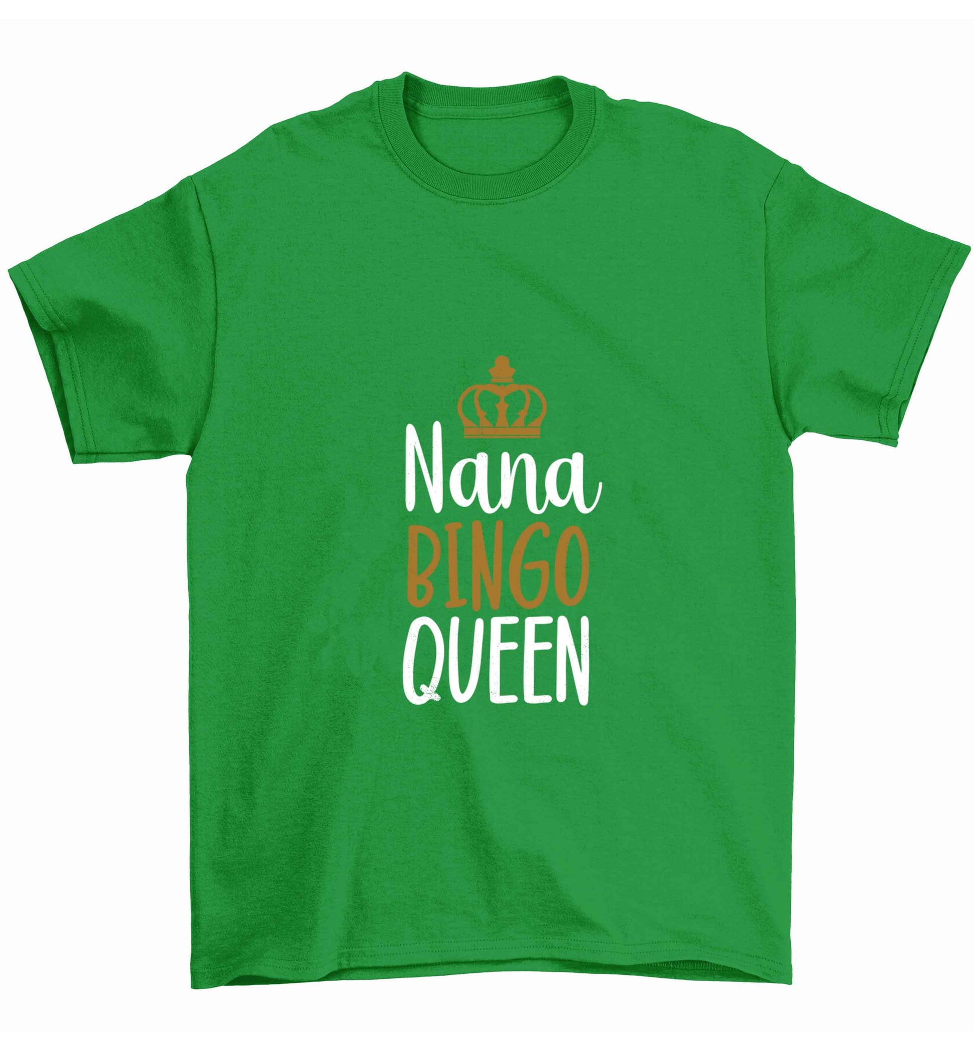 Personalised bingo queen Children's green Tshirt 12-13 Years