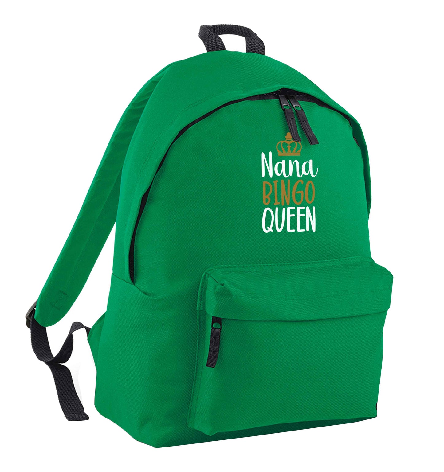 Personalised bingo queen green adults backpack