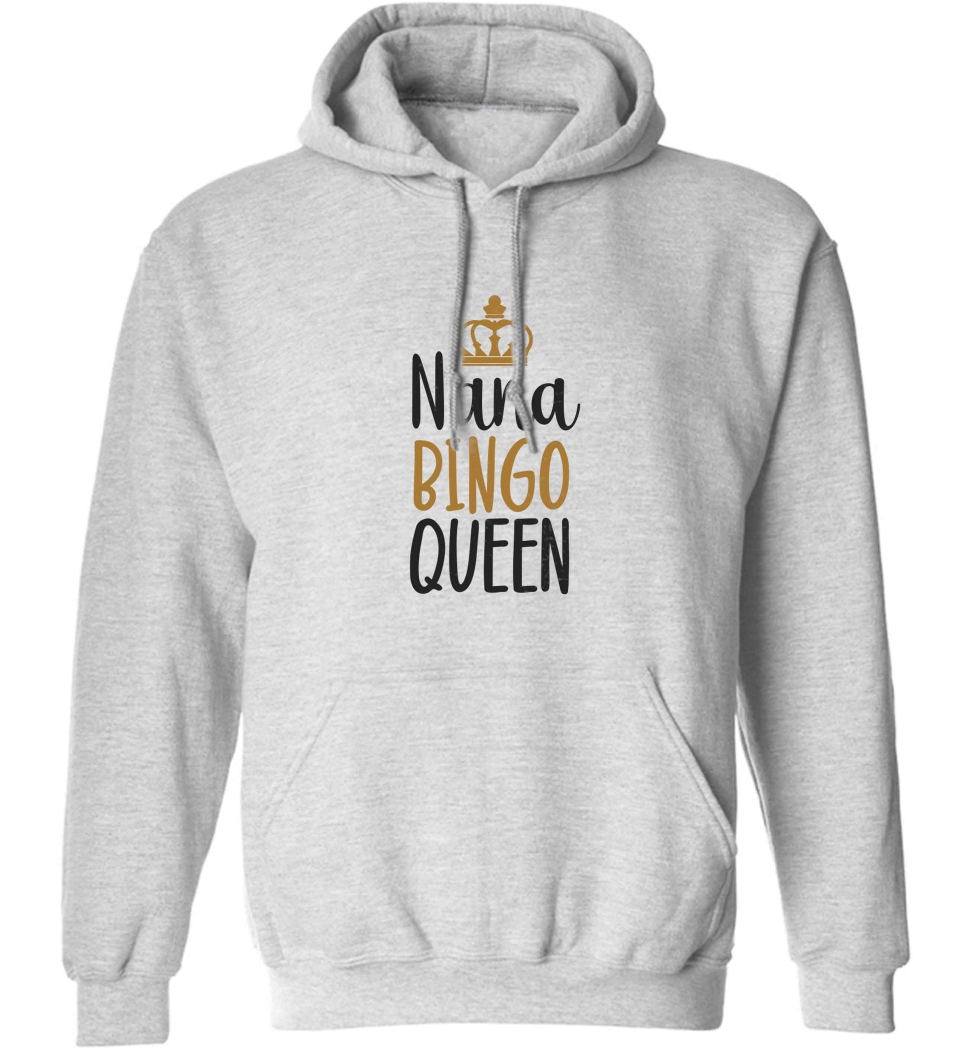 Personalised bingo queen adults unisex grey hoodie 2XL