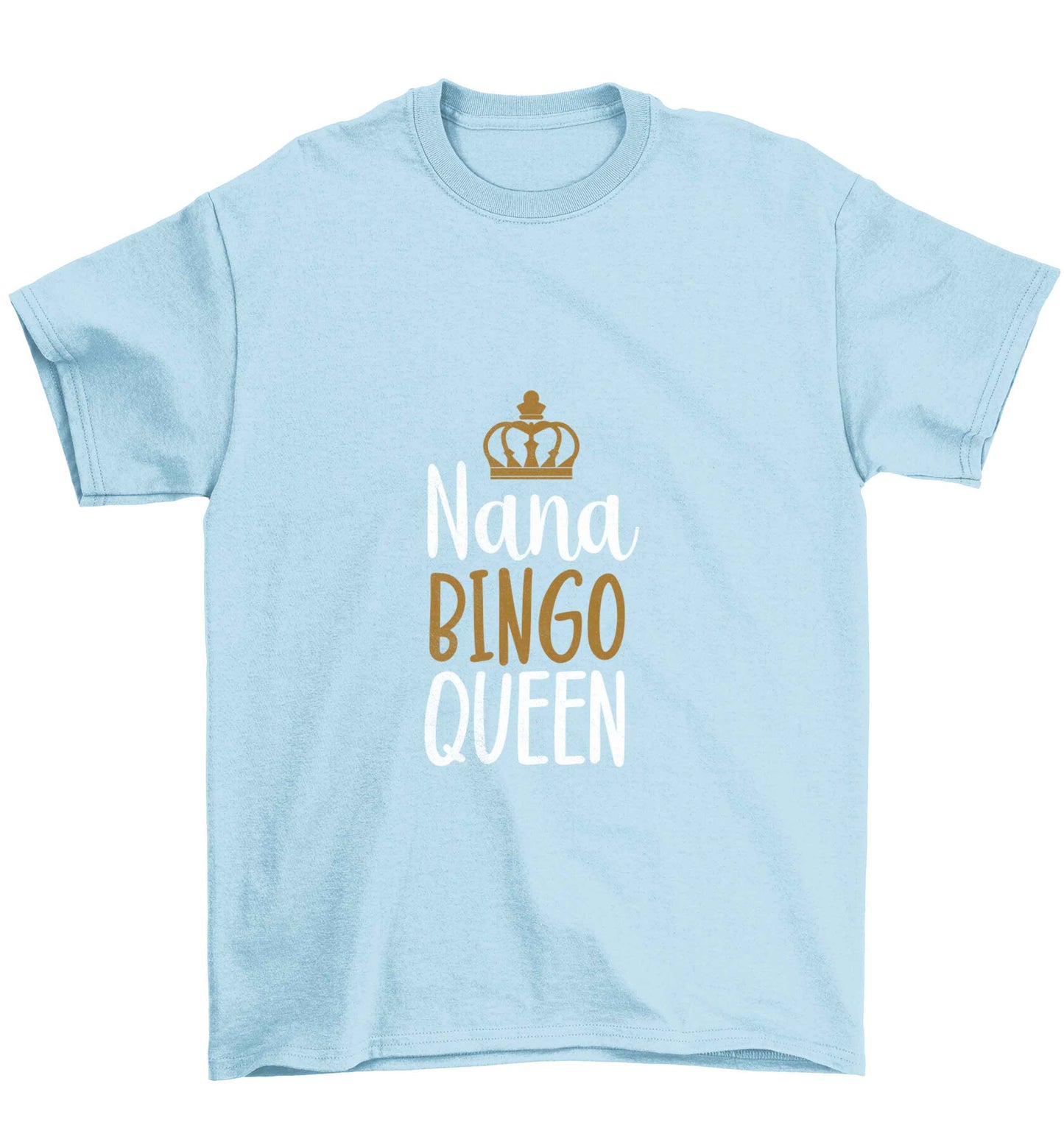 Personalised bingo queen Children's light blue Tshirt 12-13 Years
