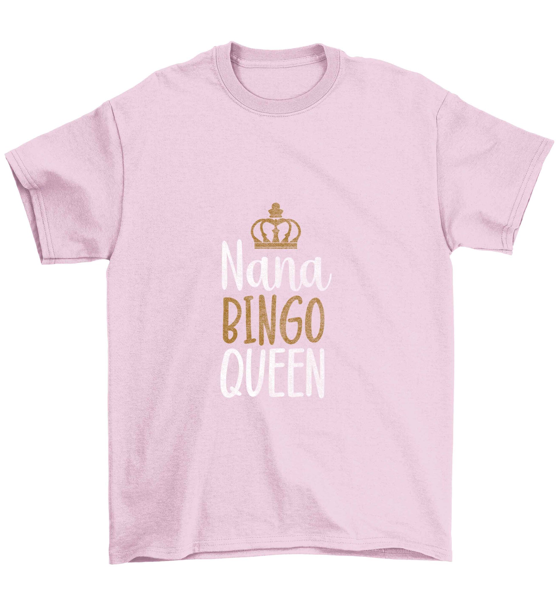 Personalised bingo queen Children's light pink Tshirt 12-13 Years
