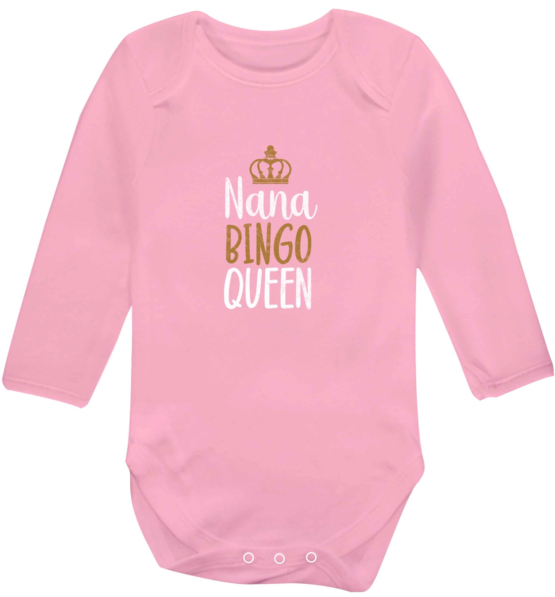 Personalised bingo queen baby vest long sleeved pale pink 6-12 months