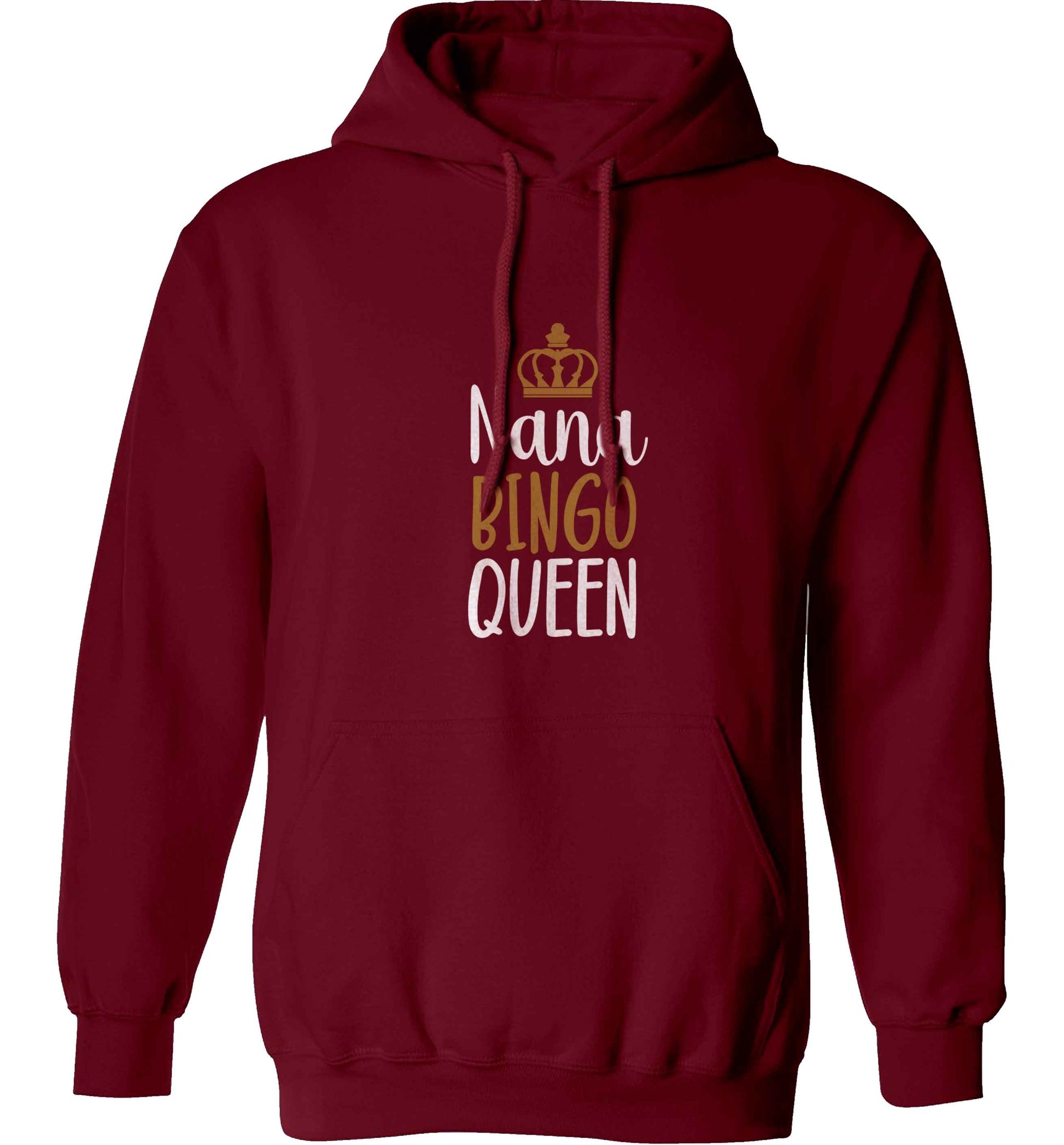 Personalised bingo queen adults unisex maroon hoodie 2XL