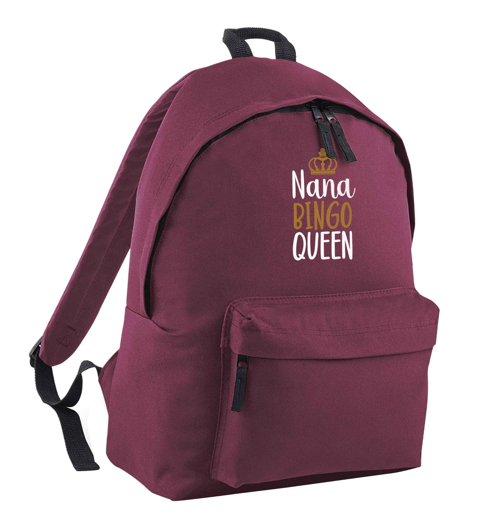 Personalised bingo queen maroon adults backpack