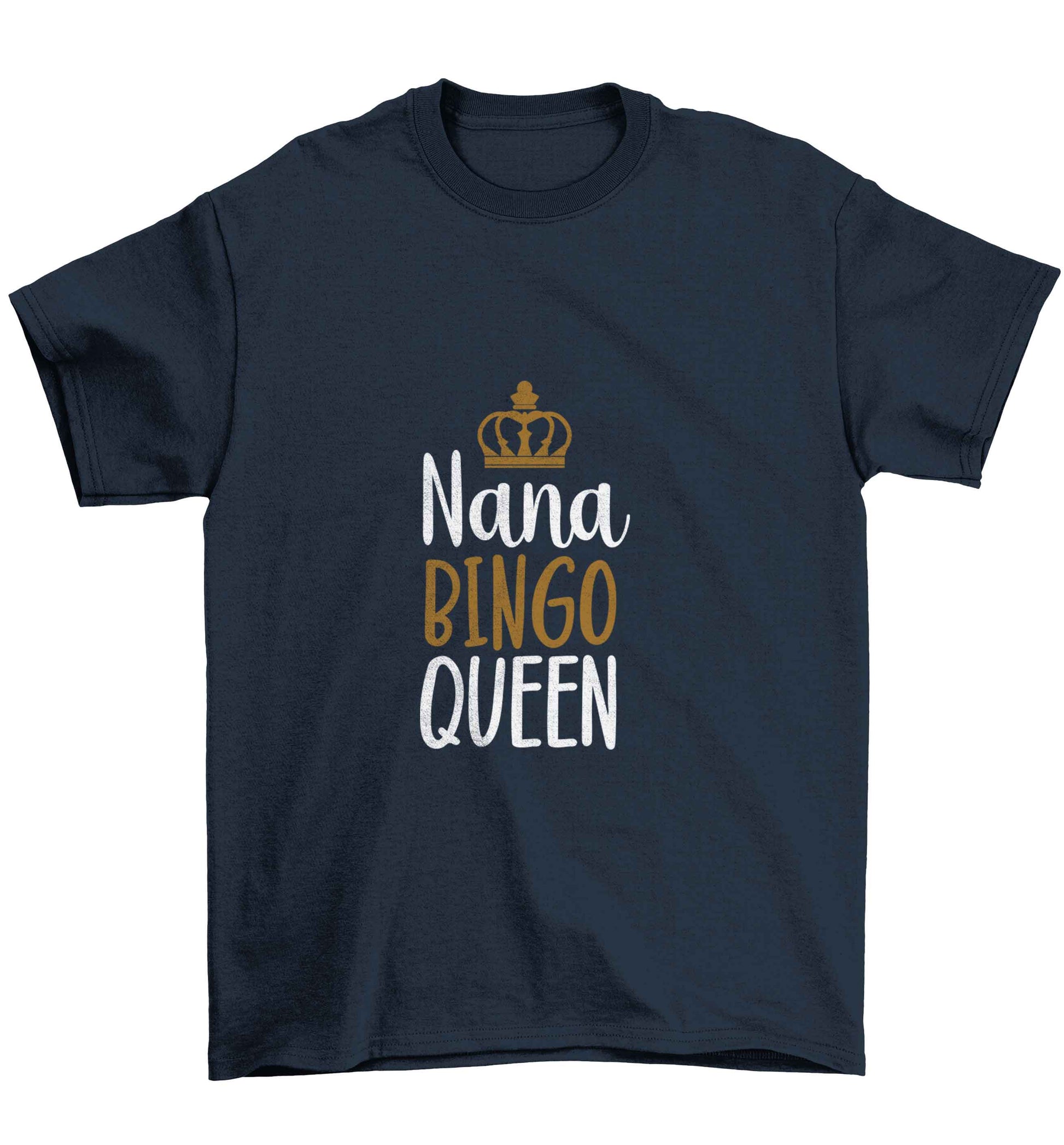 Personalised bingo queen Children's navy Tshirt 12-13 Years